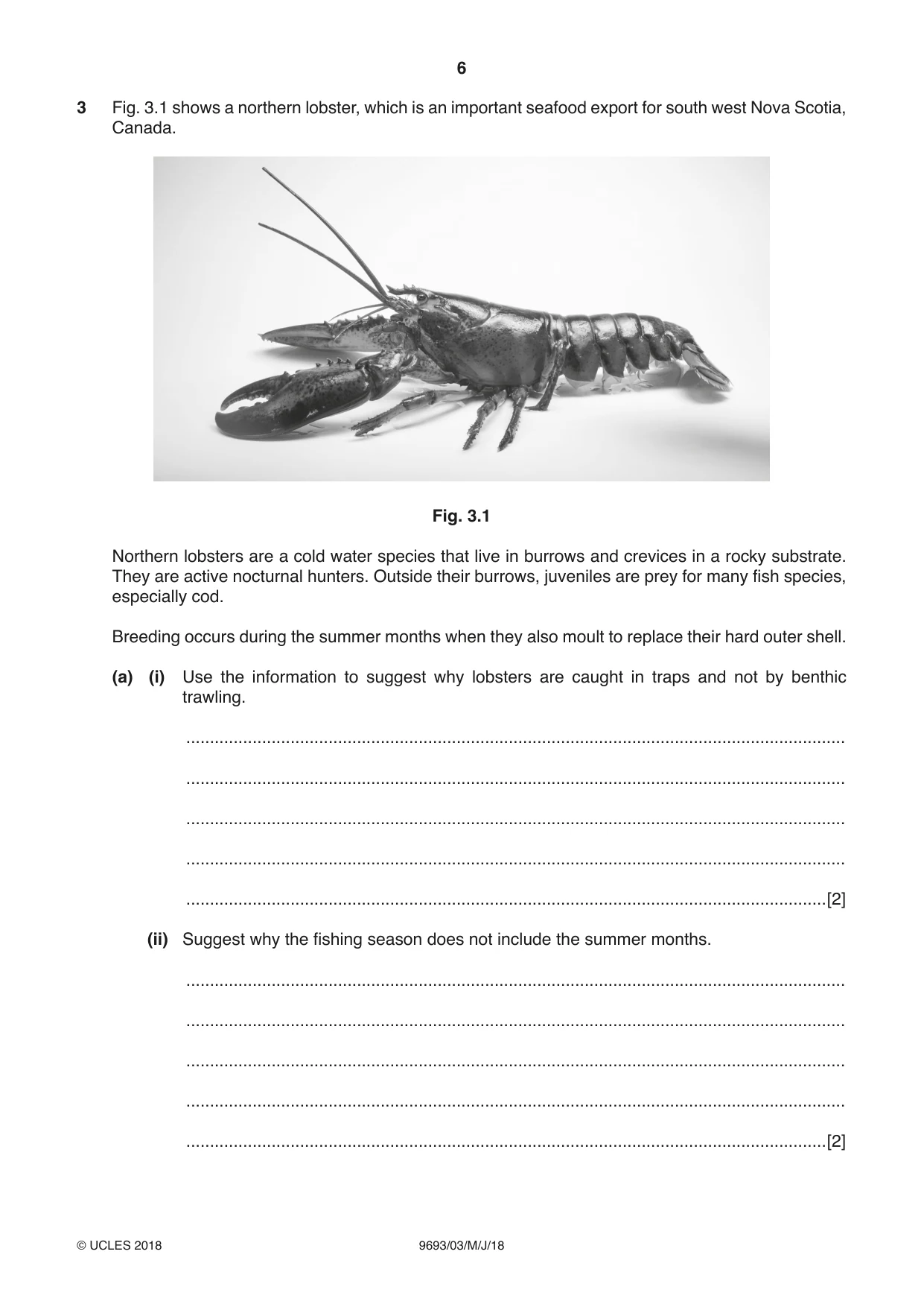 Cambridge A Level Marine Science 9693 2018 May/June Paper 3 · Variant 0 question paper, page 6 of 20