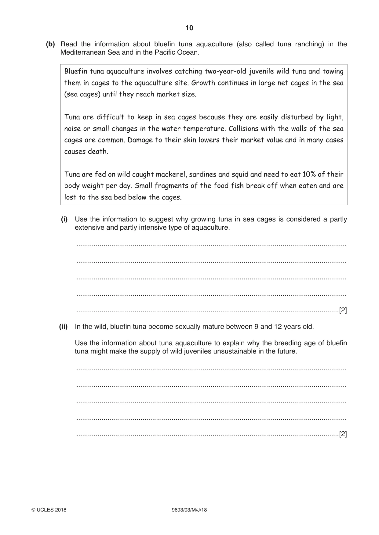 Cambridge A Level Marine Science 9693 2018 May/June Paper 3 · Variant 0 question paper, page 10 of 20