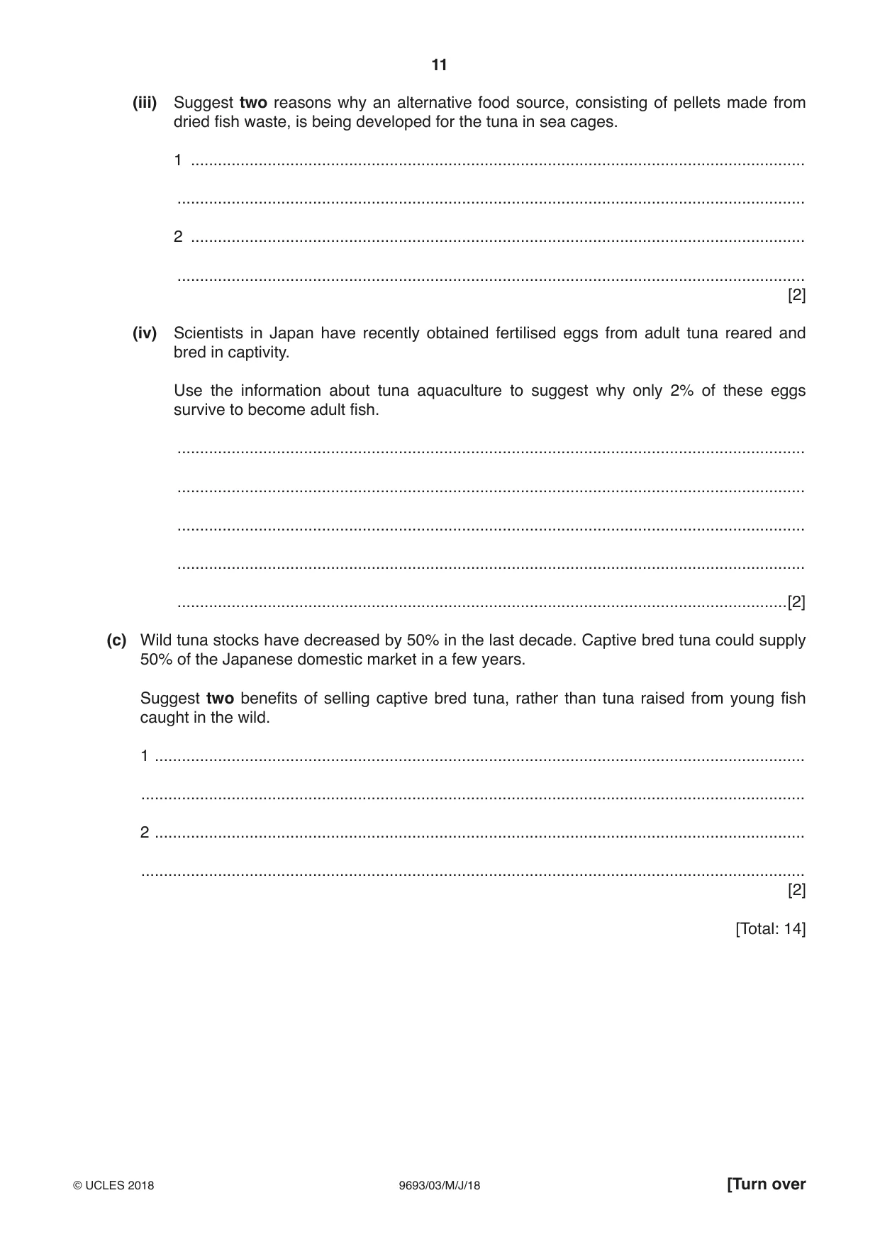 Cambridge A Level Marine Science 9693 2018 May/June Paper 3 · Variant 0 question paper, page 11 of 20