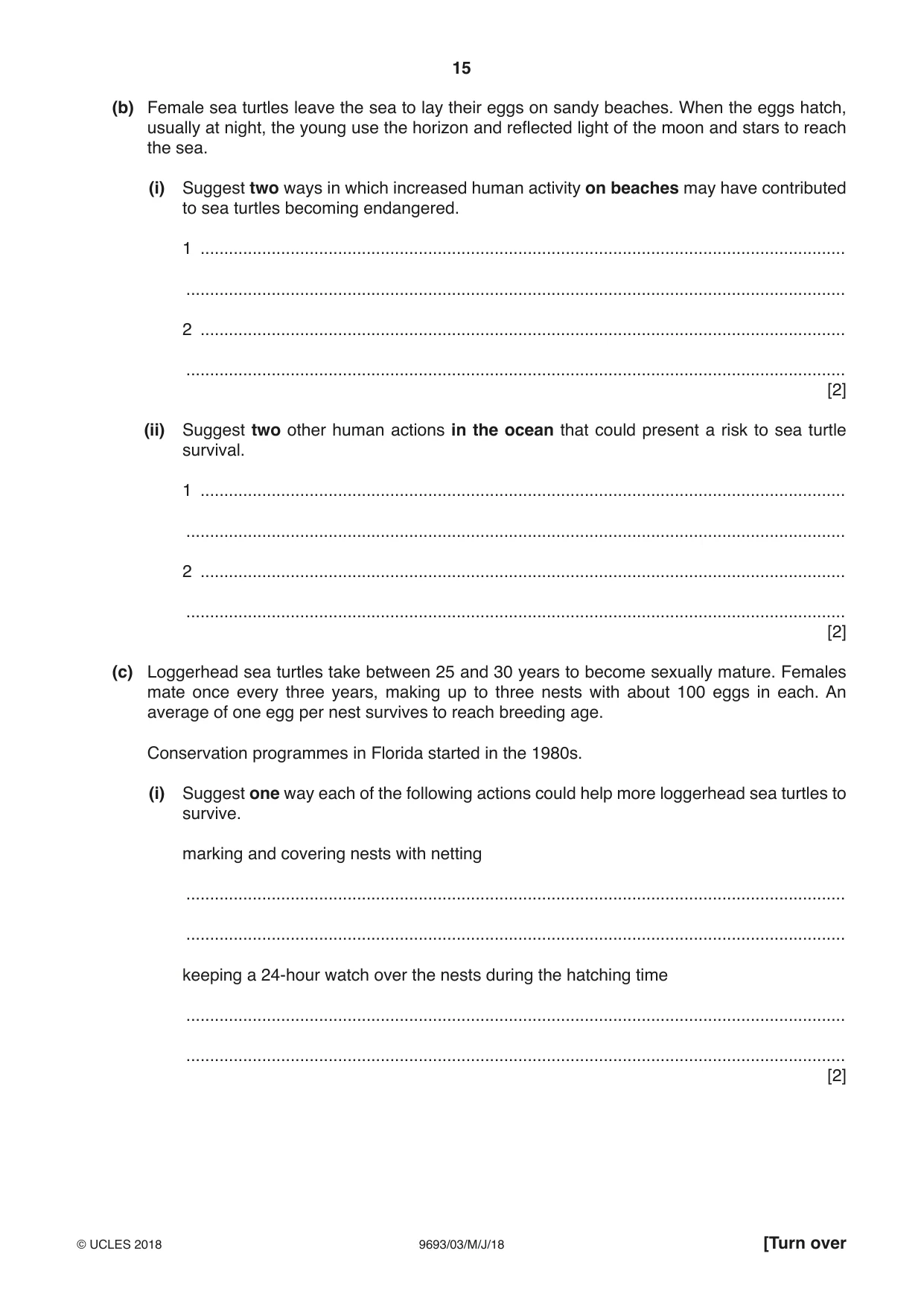 Cambridge A Level Marine Science 9693 2018 May/June Paper 3 · Variant 0 question paper, page 15 of 20