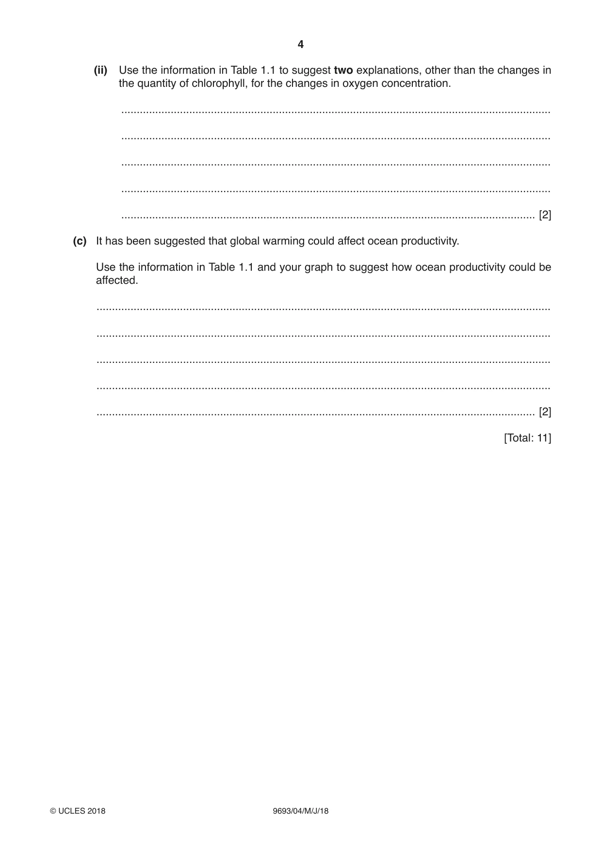 Cambridge A Level Marine Science 9693 2018 May/June Paper 4 · Variant 0 question paper, page 4 of 12