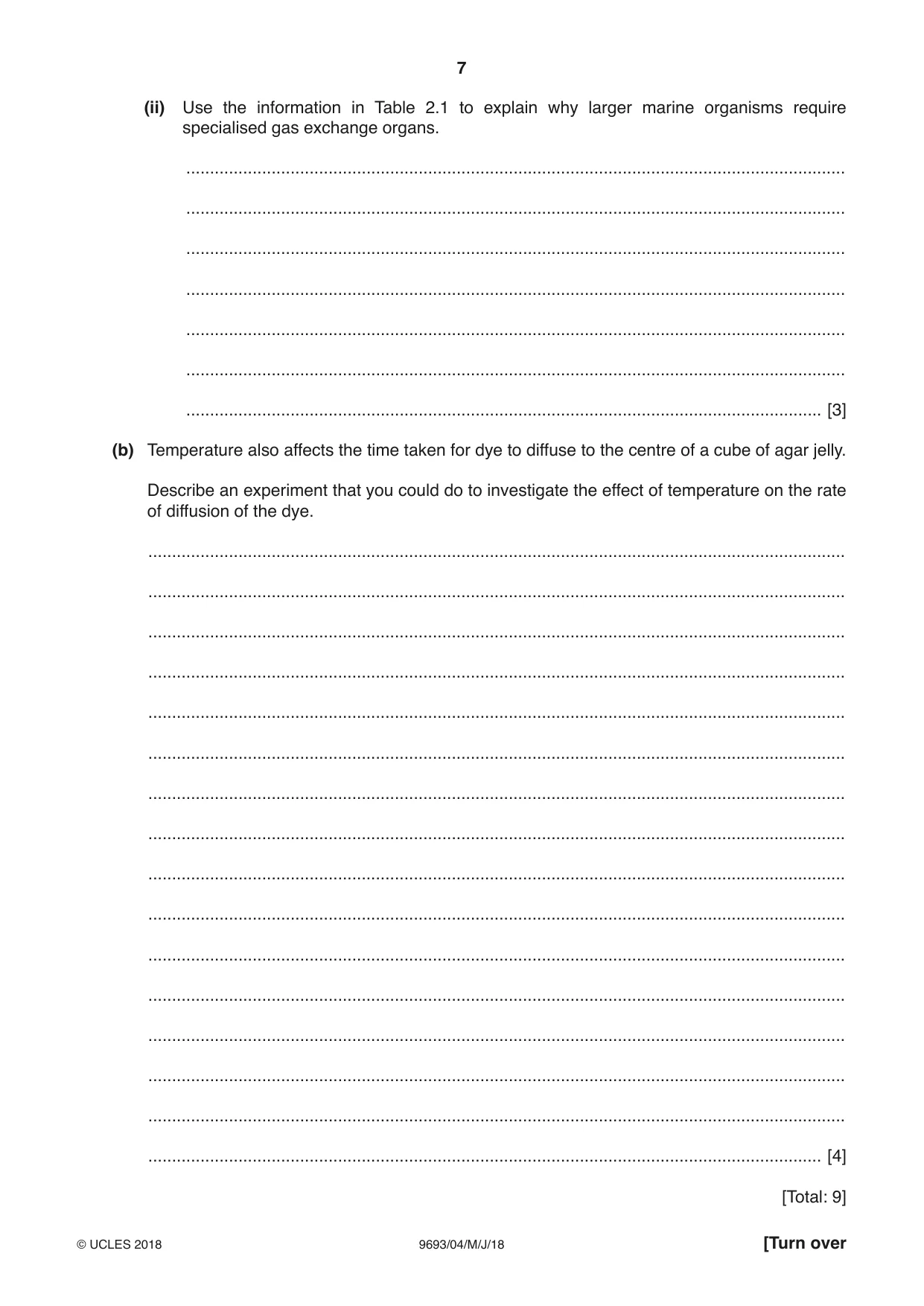 Cambridge A Level Marine Science 9693 2018 May/June Paper 4 · Variant 0 question paper, page 7 of 12