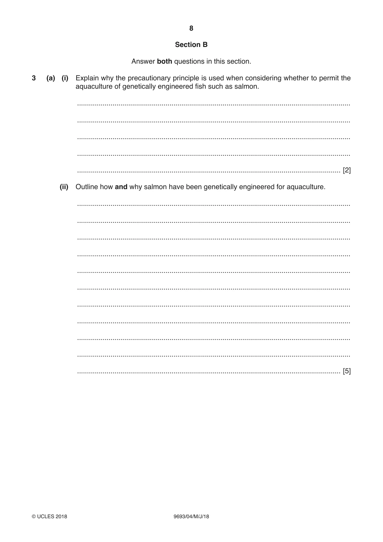 Cambridge A Level Marine Science 9693 2018 May/June Paper 4 · Variant 0 question paper, page 8 of 12