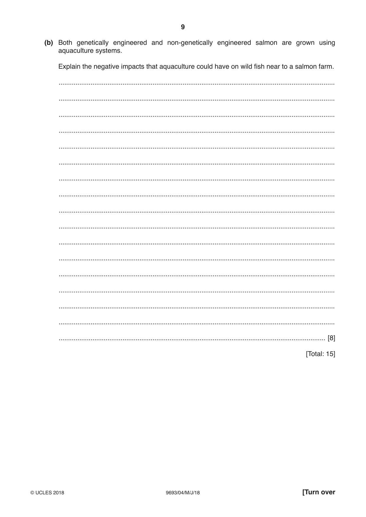 Cambridge A Level Marine Science 9693 2018 May/June Paper 4 · Variant 0 question paper, page 9 of 12