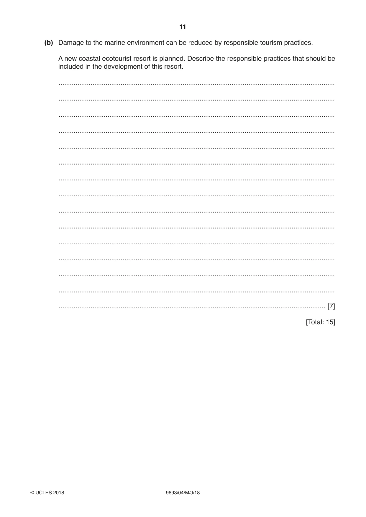 Cambridge A Level Marine Science 9693 2018 May/June Paper 4 · Variant 0 question paper, page 11 of 12