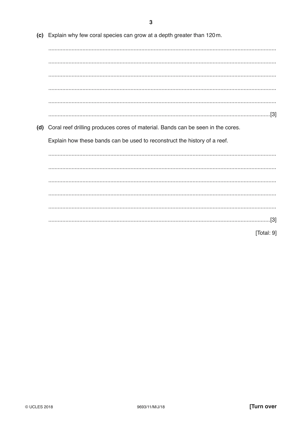Cambridge A Level Marine Science 9693 2018 May/June Paper 1 · Variant 1 question paper, page 3 of 20