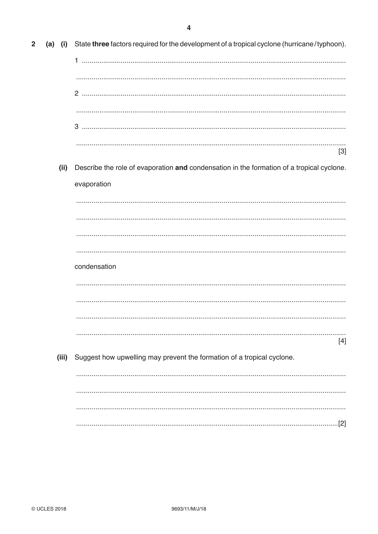 Cambridge A Level Marine Science 9693 2018 May/June Paper 1 · Variant 1 question paper, page 4 of 20