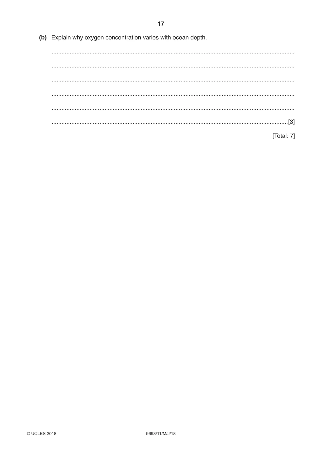 Cambridge A Level Marine Science 9693 2018 May/June Paper 1 · Variant 1 question paper, page 17 of 20