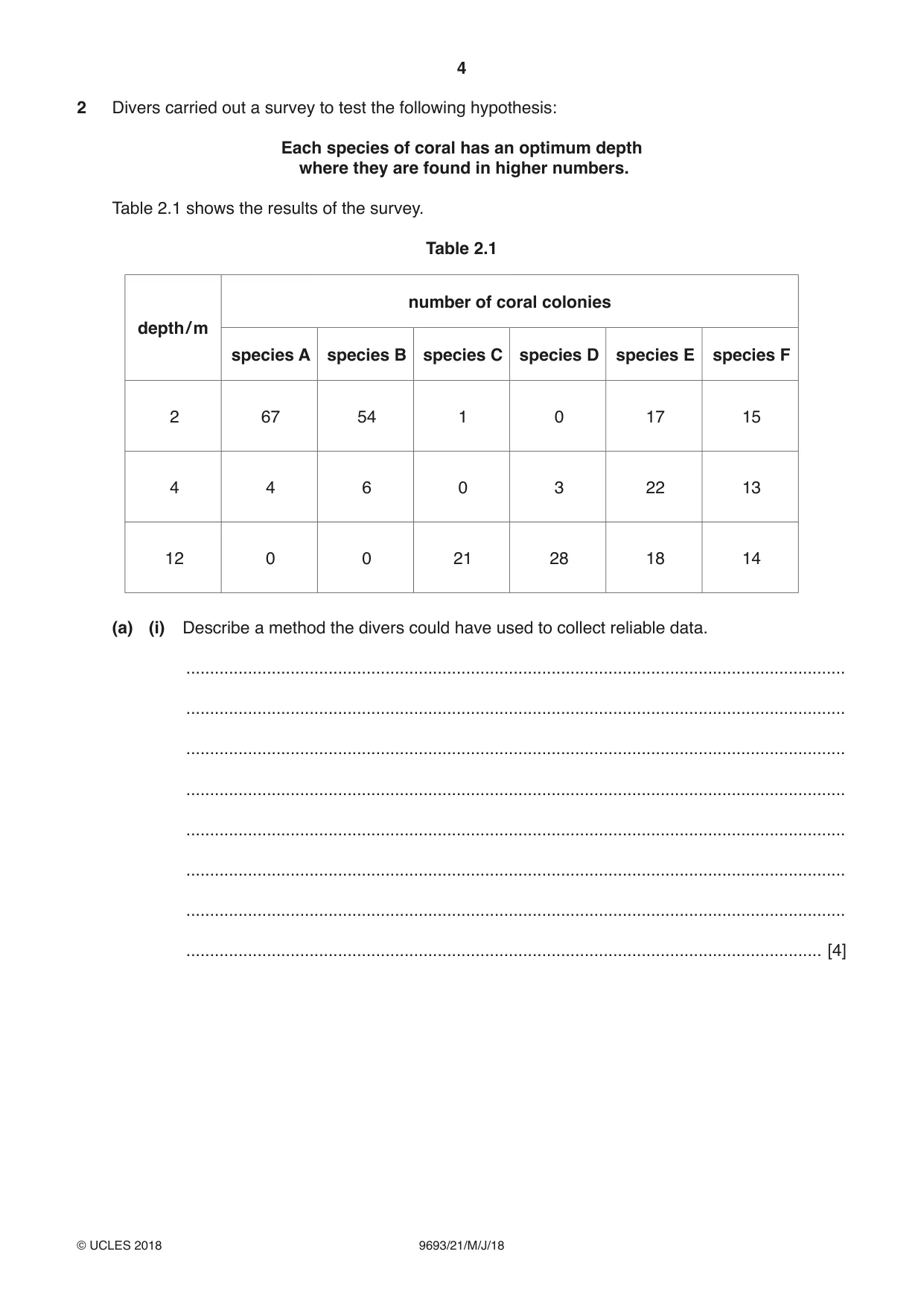 Cambridge A Level Marine Science 9693 2018 May/June Paper 2 · Variant 1 question paper, page 4 of 12