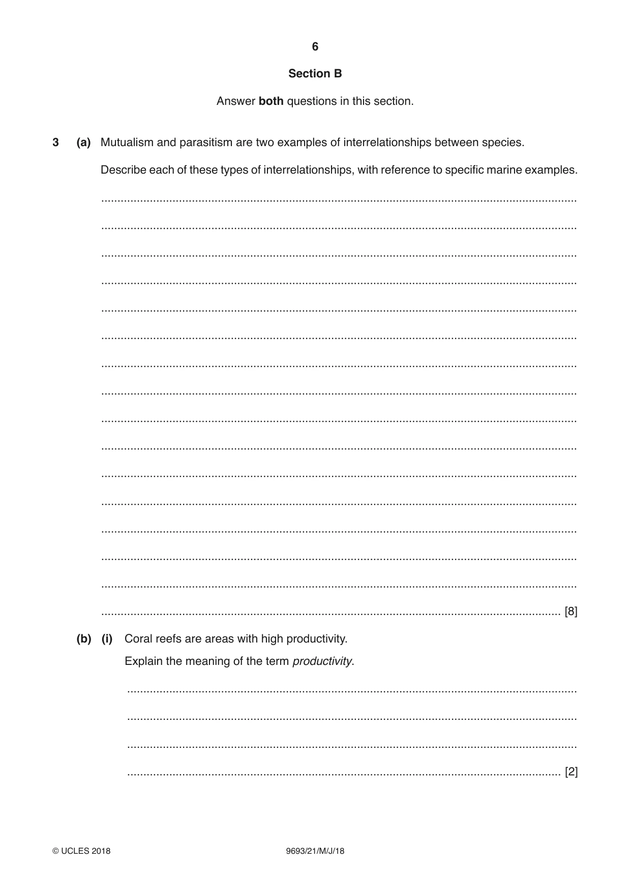 Cambridge A Level Marine Science 9693 2018 May/June Paper 2 · Variant 1 question paper, page 6 of 12