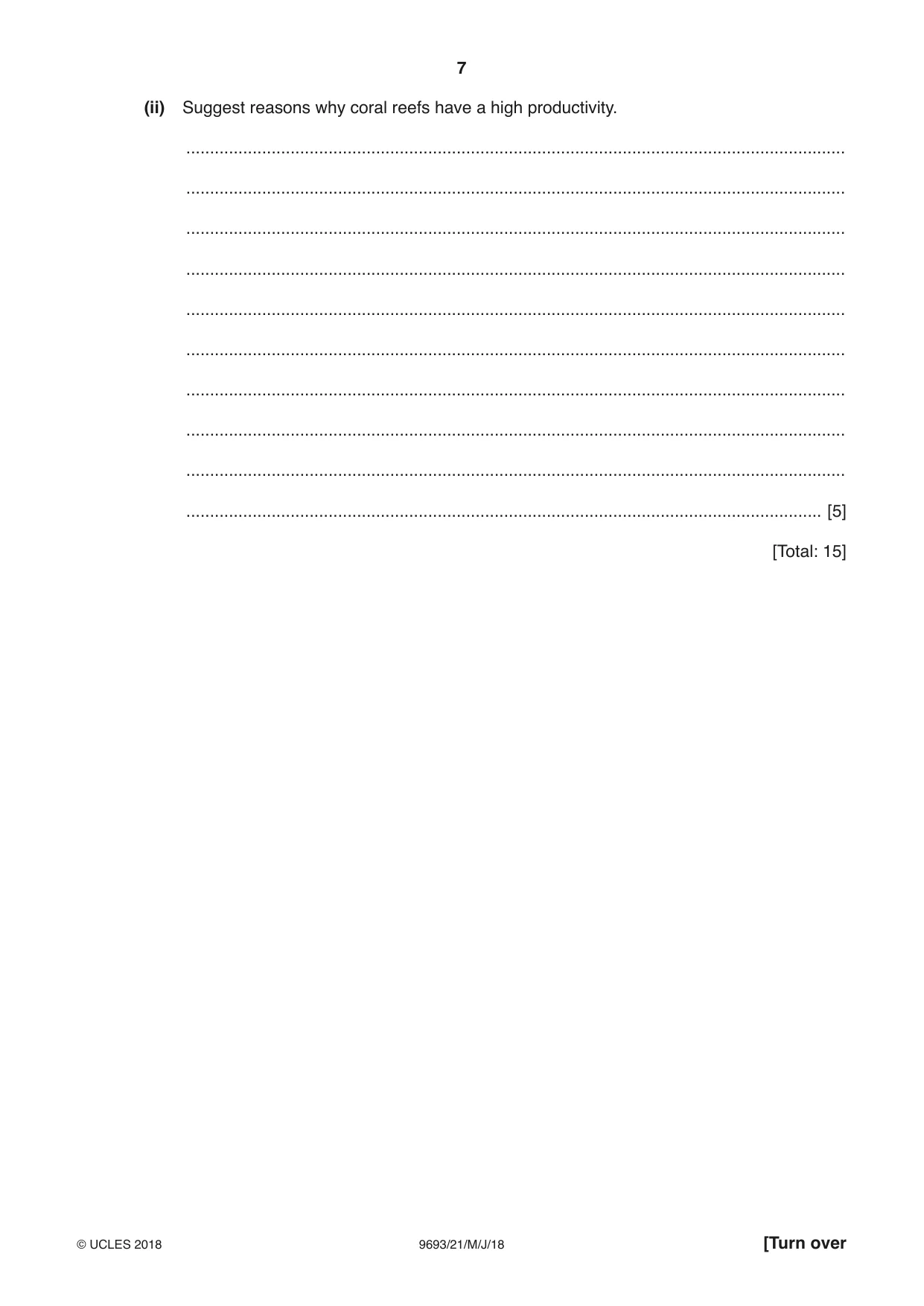 Cambridge A Level Marine Science 9693 2018 May/June Paper 2 · Variant 1 question paper, page 7 of 12