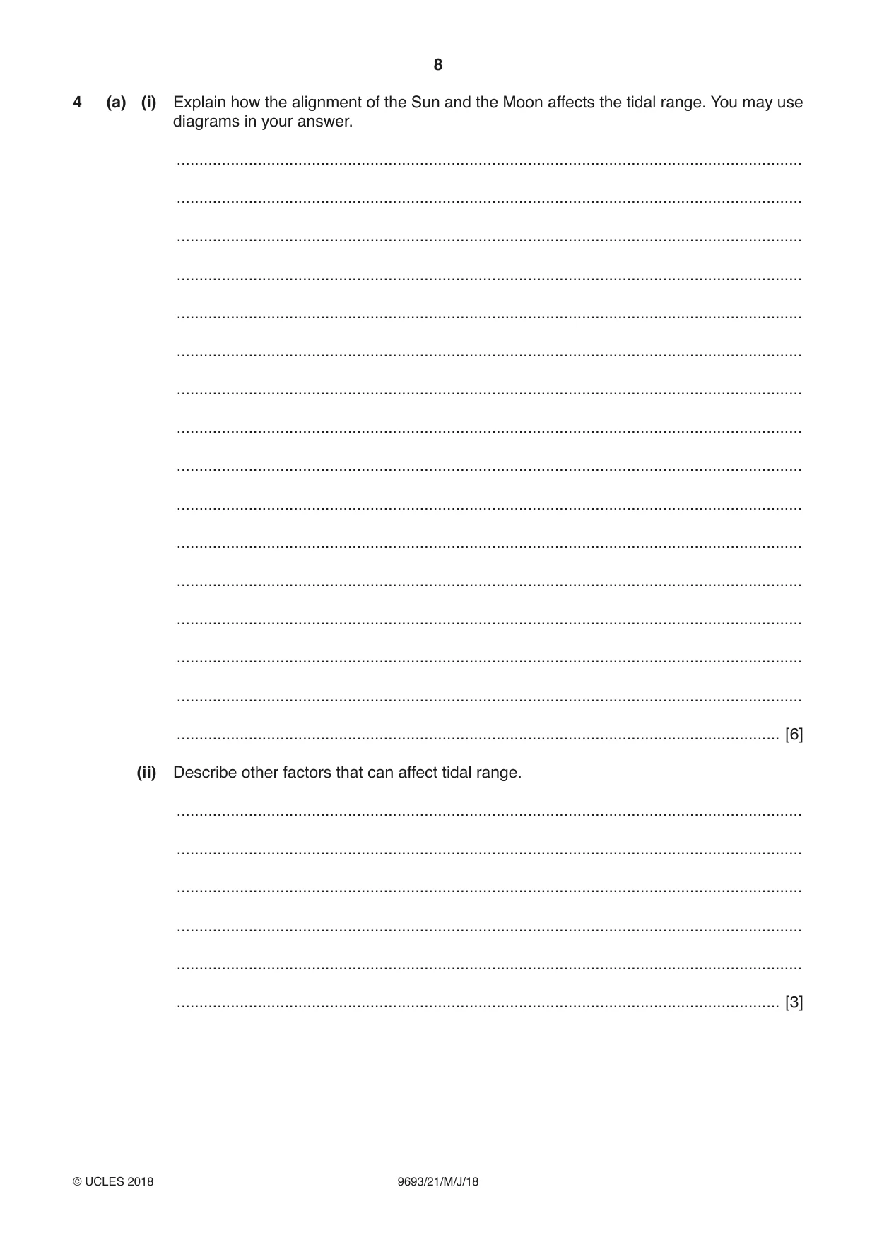 Cambridge A Level Marine Science 9693 2018 May/June Paper 2 · Variant 1 question paper, page 8 of 12