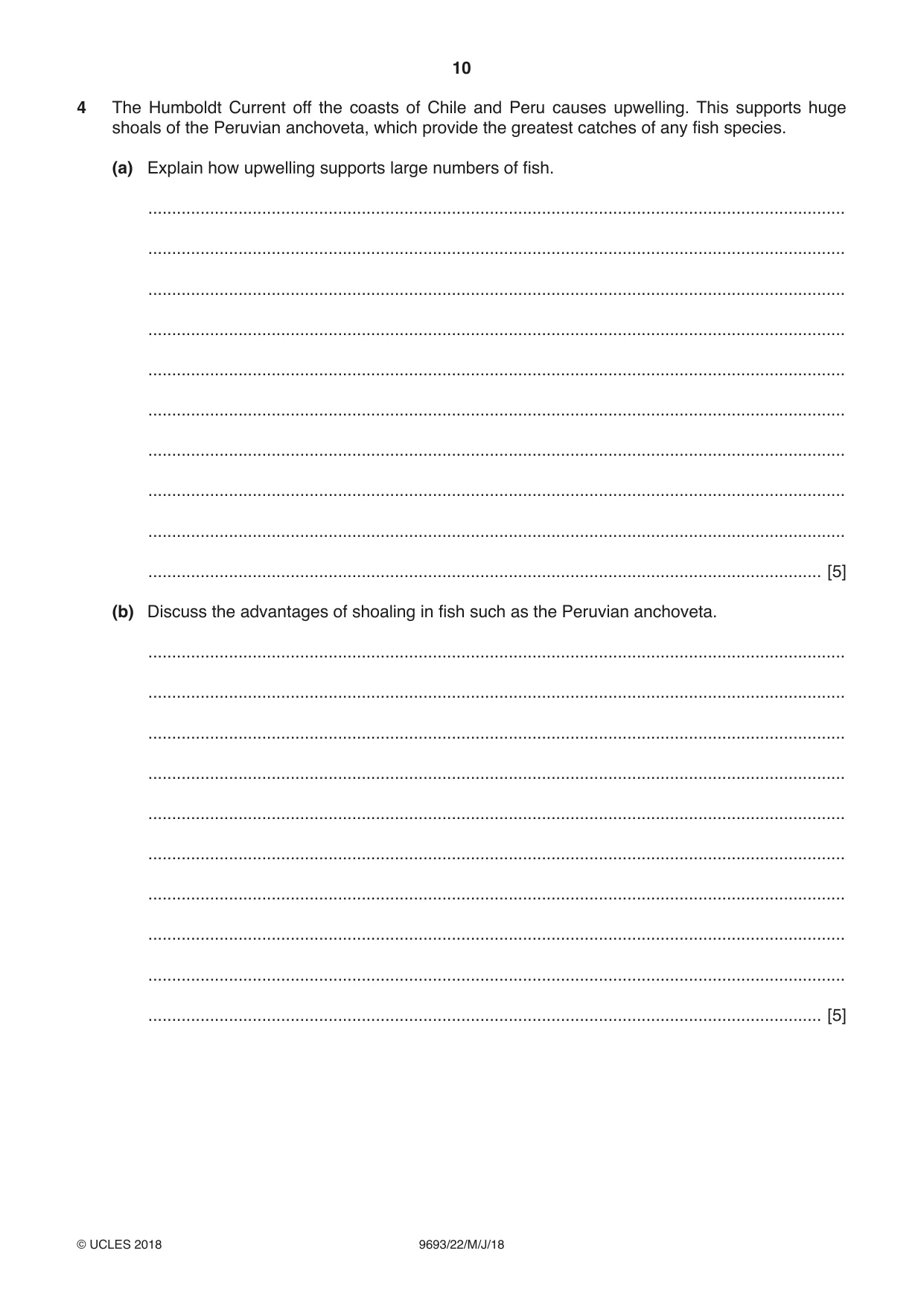 Cambridge A Level Marine Science 9693 2018 May/June Paper 2 · Variant 2 question paper, page 10 of 12