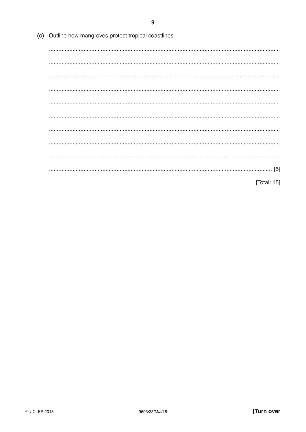 Cambridge A Level Marine Science 9693 2018 May/June Paper 2 · Variant 3 question paper, page 9 of 12