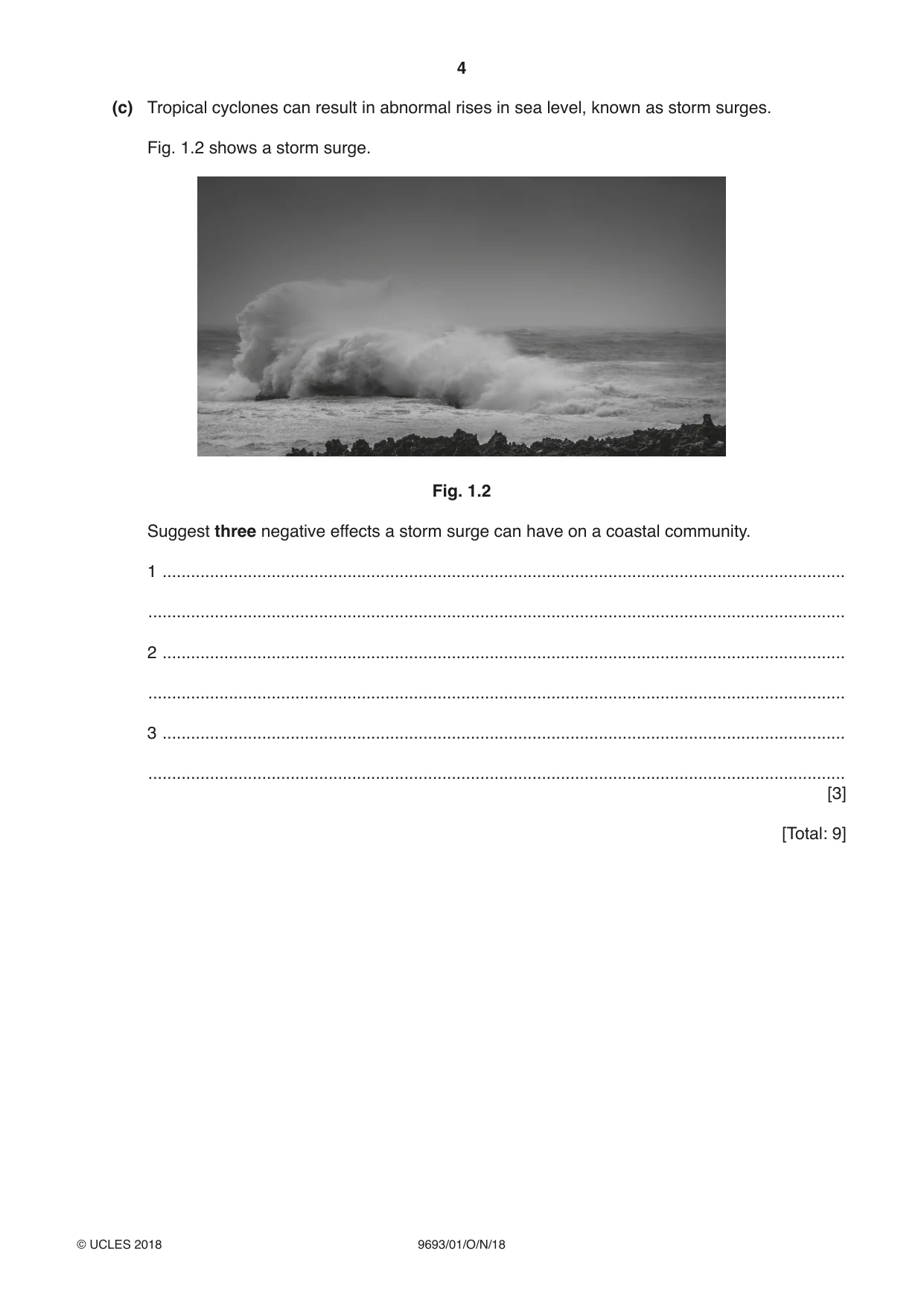 Cambridge A Level Marine Science 9693 2018 Oct/Nov Paper 1 · Variant 0 question paper, page 4 of 20