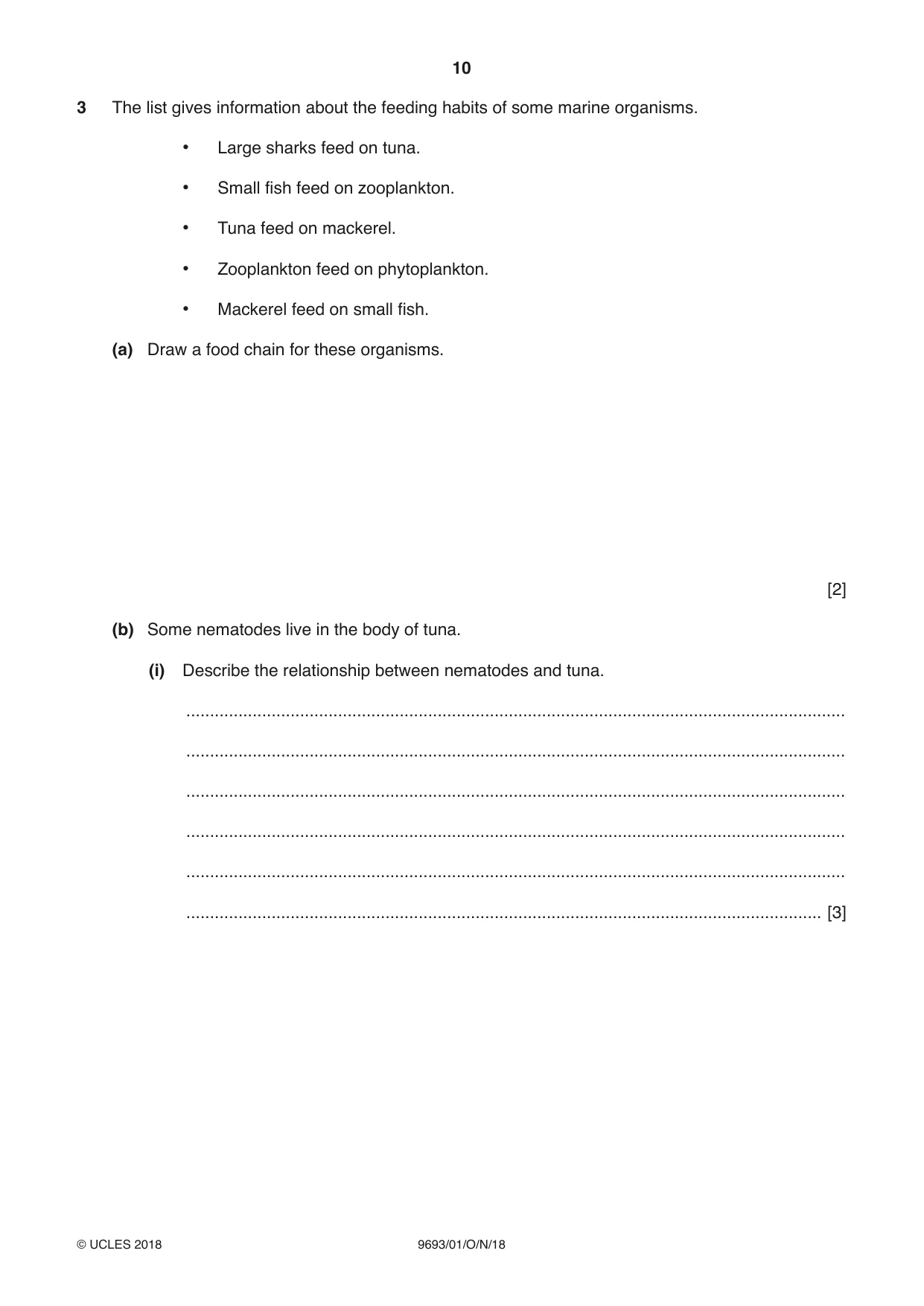 Cambridge A Level Marine Science 9693 2018 Oct/Nov Paper 1 · Variant 0 question paper, page 10 of 20