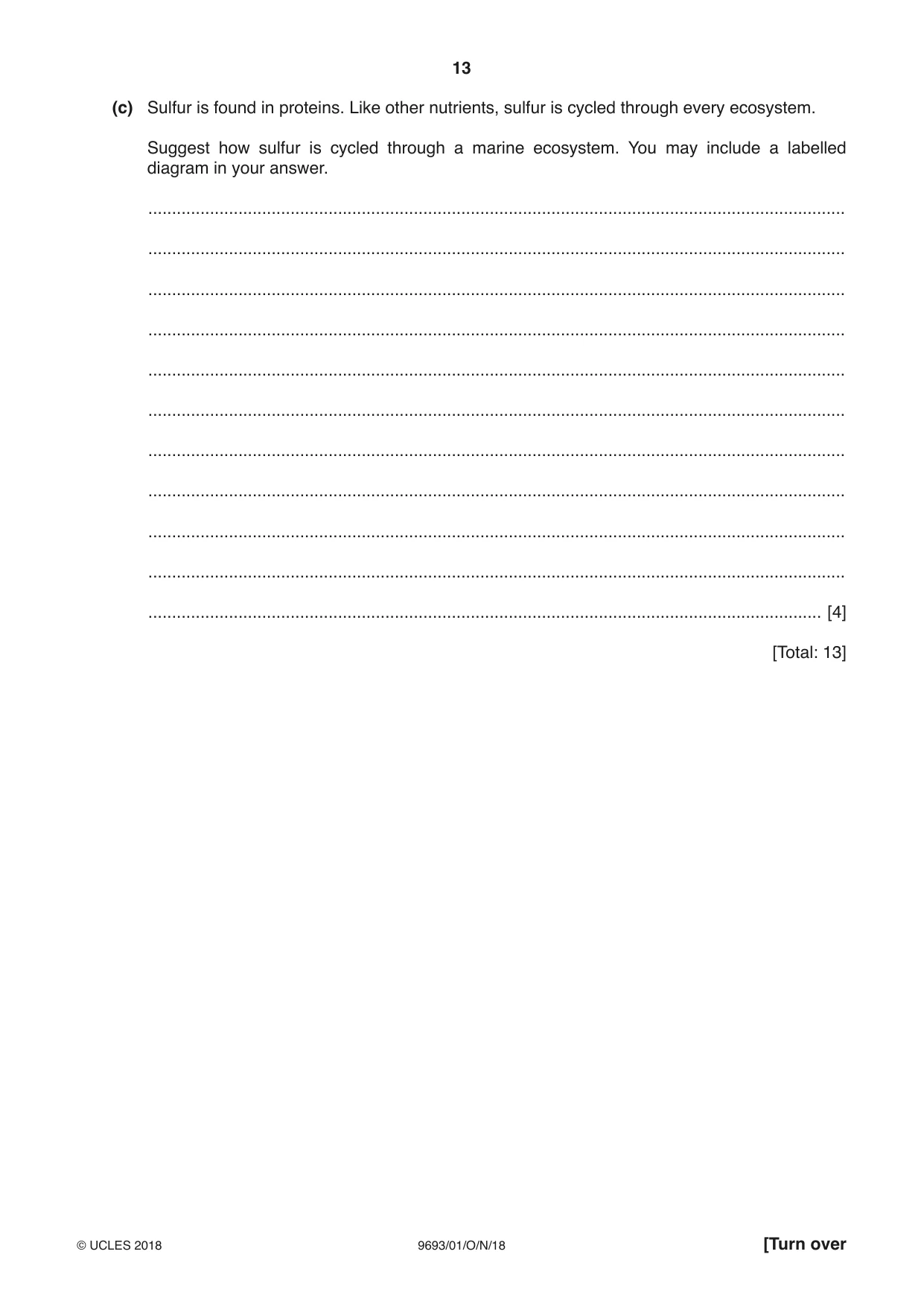 Cambridge A Level Marine Science 9693 2018 Oct/Nov Paper 1 · Variant 0 question paper, page 13 of 20