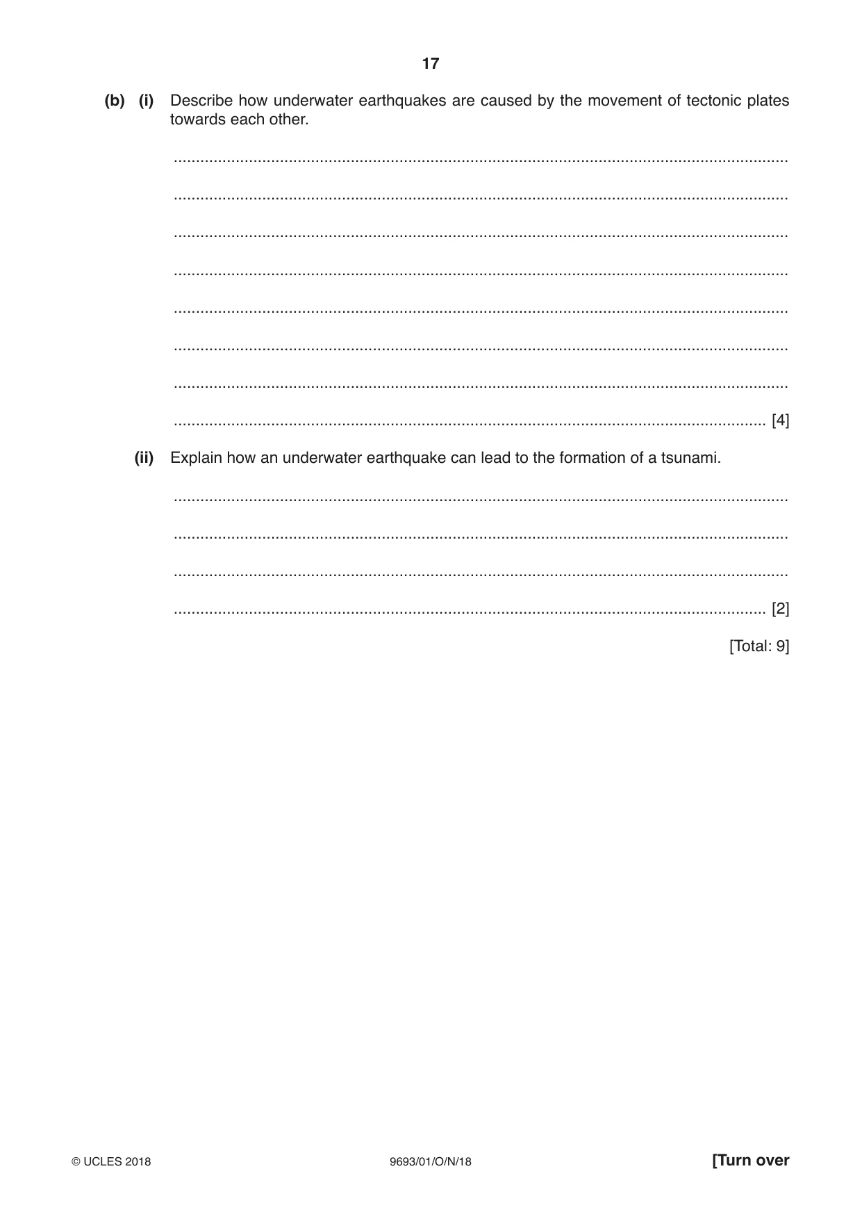 Cambridge A Level Marine Science 9693 2018 Oct/Nov Paper 1 · Variant 0 question paper, page 17 of 20