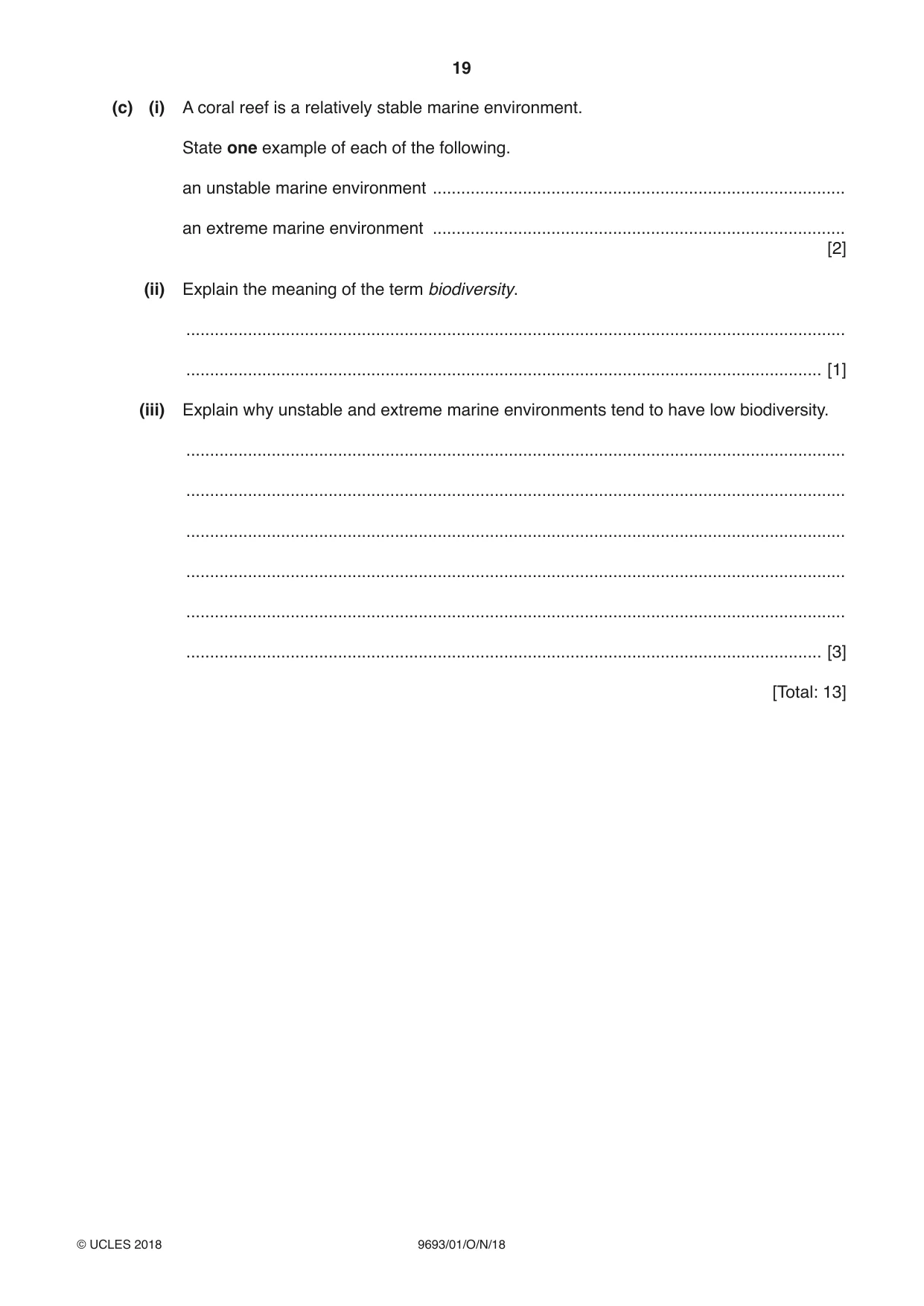 Cambridge A Level Marine Science 9693 2018 Oct/Nov Paper 1 · Variant 0 question paper, page 19 of 20