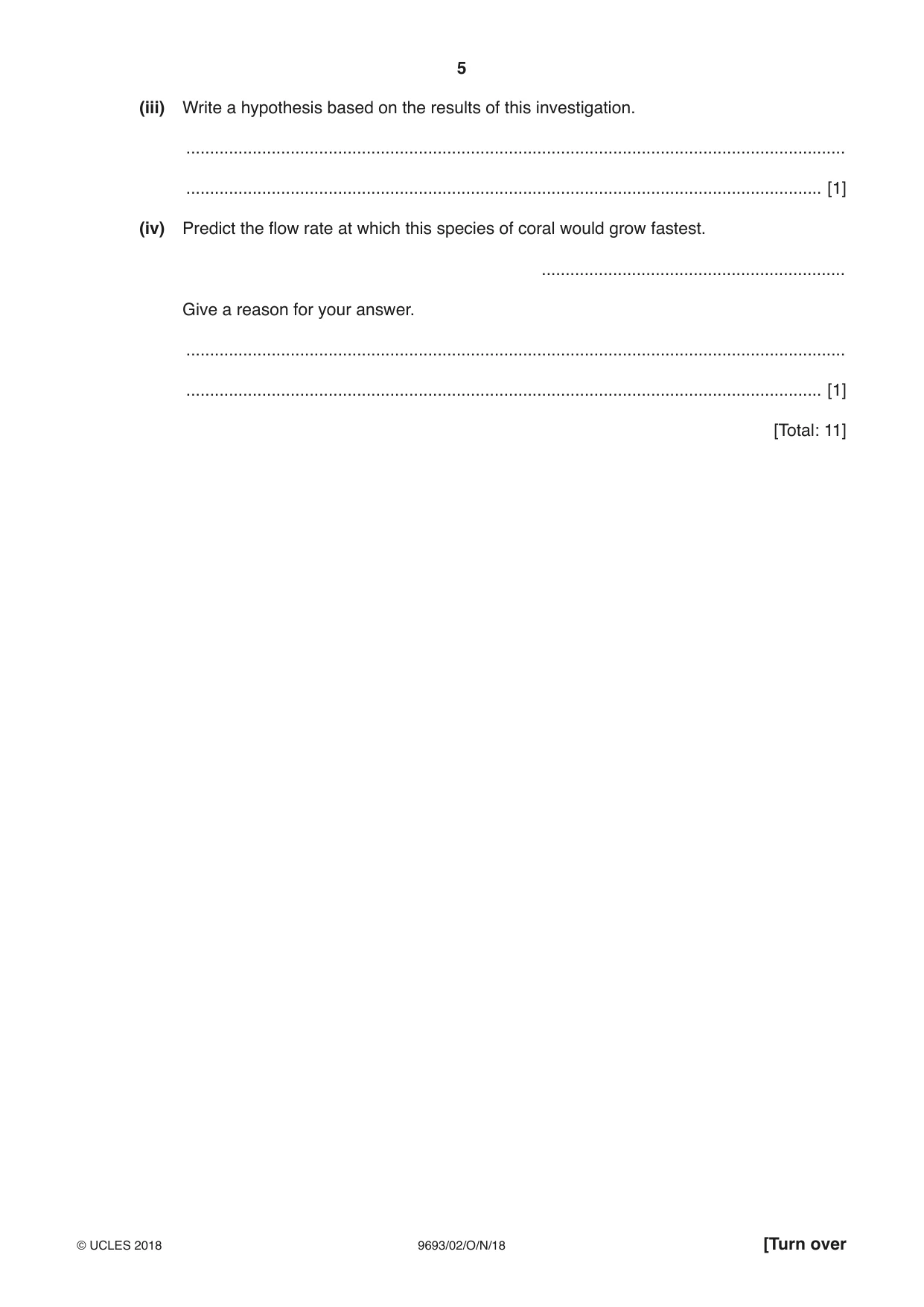 Cambridge A Level Marine Science 9693 2018 Oct/Nov Paper 2 · Variant 0 question paper, page 5 of 12