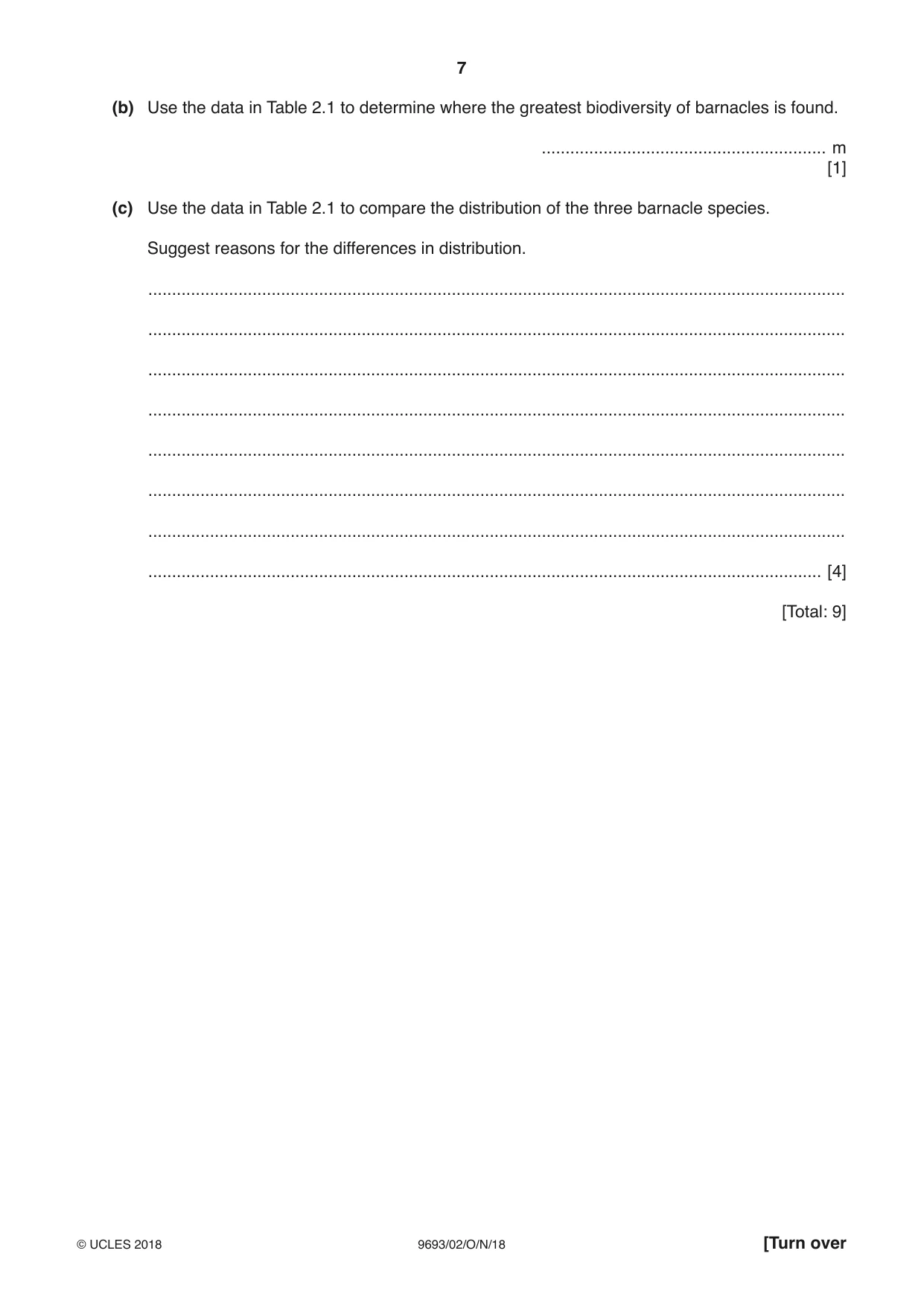 Cambridge A Level Marine Science 9693 2018 Oct/Nov Paper 2 · Variant 0 question paper, page 7 of 12