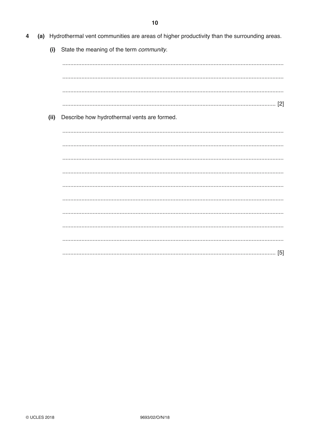 Cambridge A Level Marine Science 9693 2018 Oct/Nov Paper 2 · Variant 0 question paper, page 10 of 12