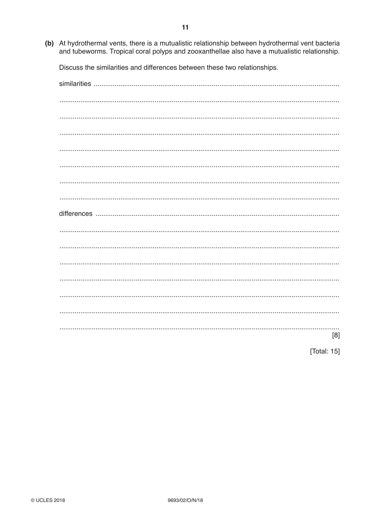 Cambridge A Level Marine Science 9693 2018 Oct/Nov Paper 2 · Variant 0 question paper, page 11 of 12