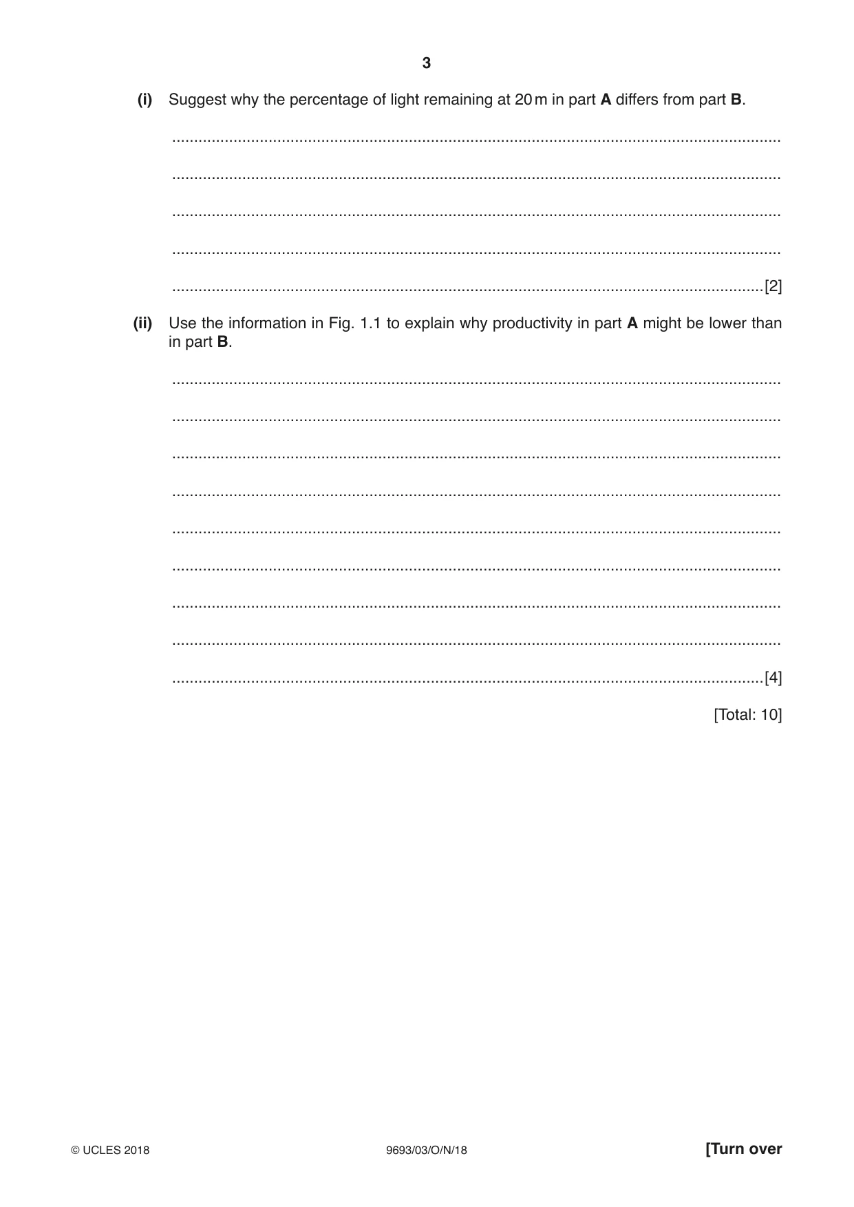 Cambridge A Level Marine Science 9693 2018 Oct/Nov Paper 3 · Variant 0 question paper, page 3 of 20