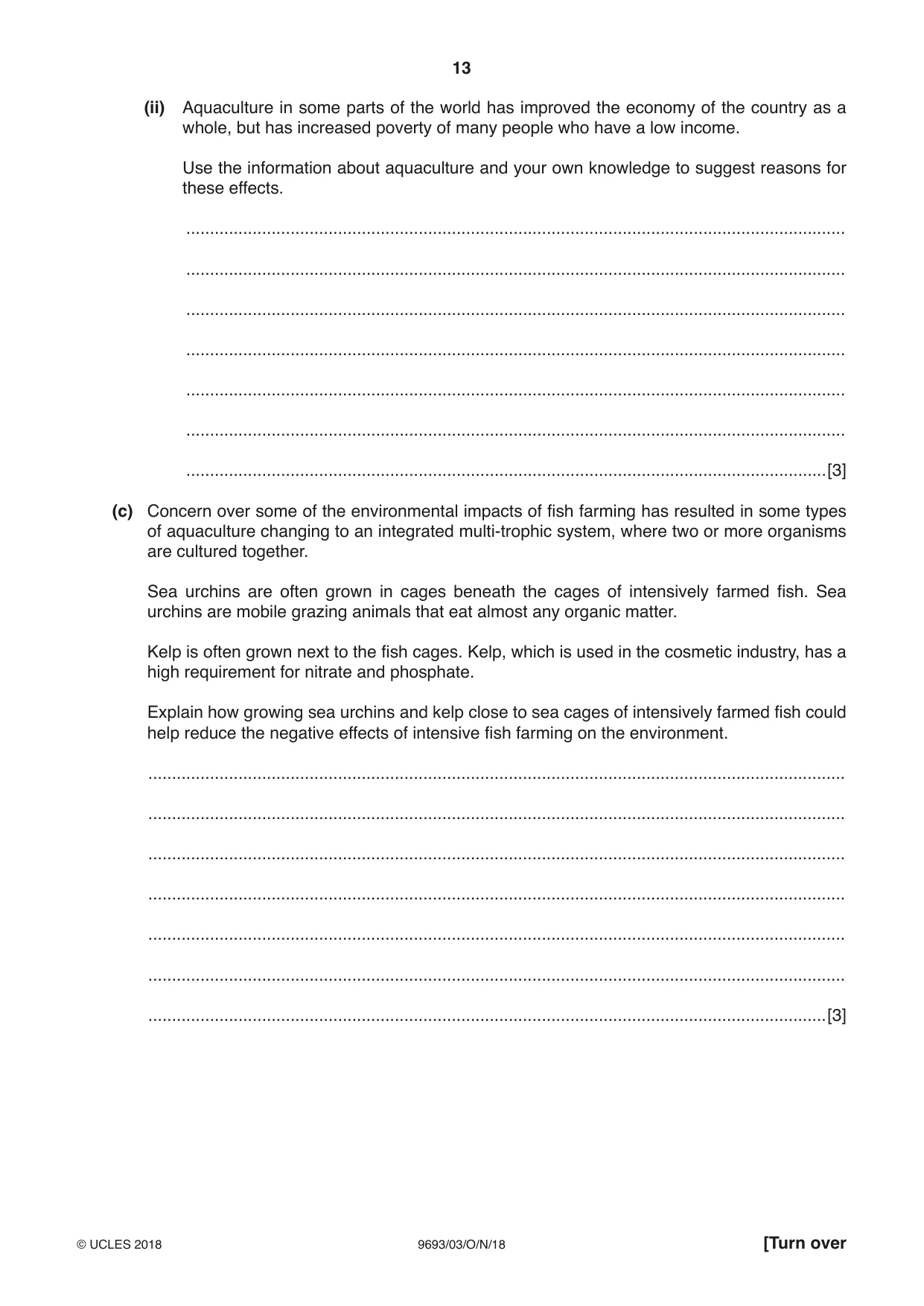 Cambridge A Level Marine Science 9693 2018 Oct/Nov Paper 3 · Variant 0 question paper, page 13 of 20