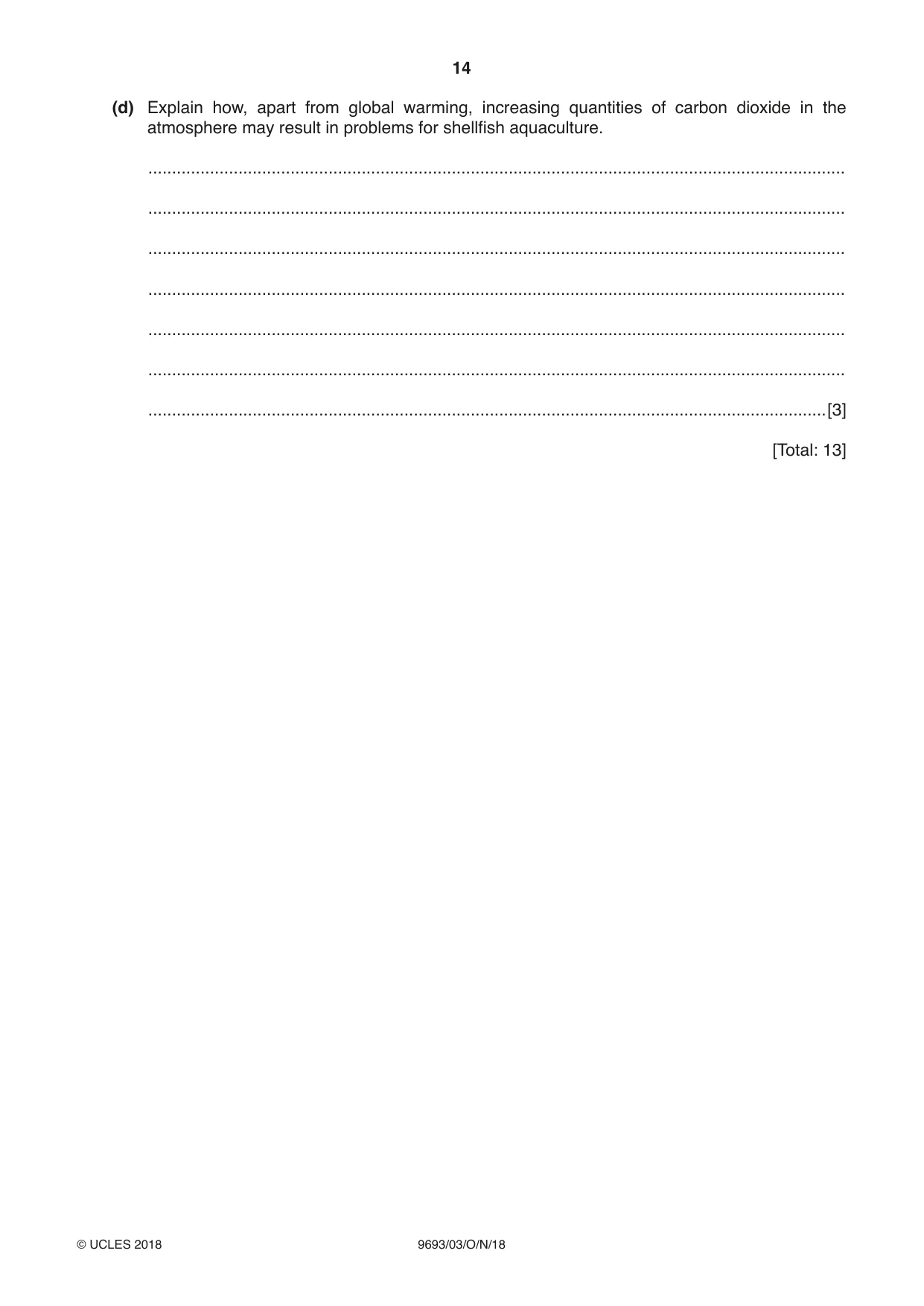 Cambridge A Level Marine Science 9693 2018 Oct/Nov Paper 3 · Variant 0 question paper, page 14 of 20