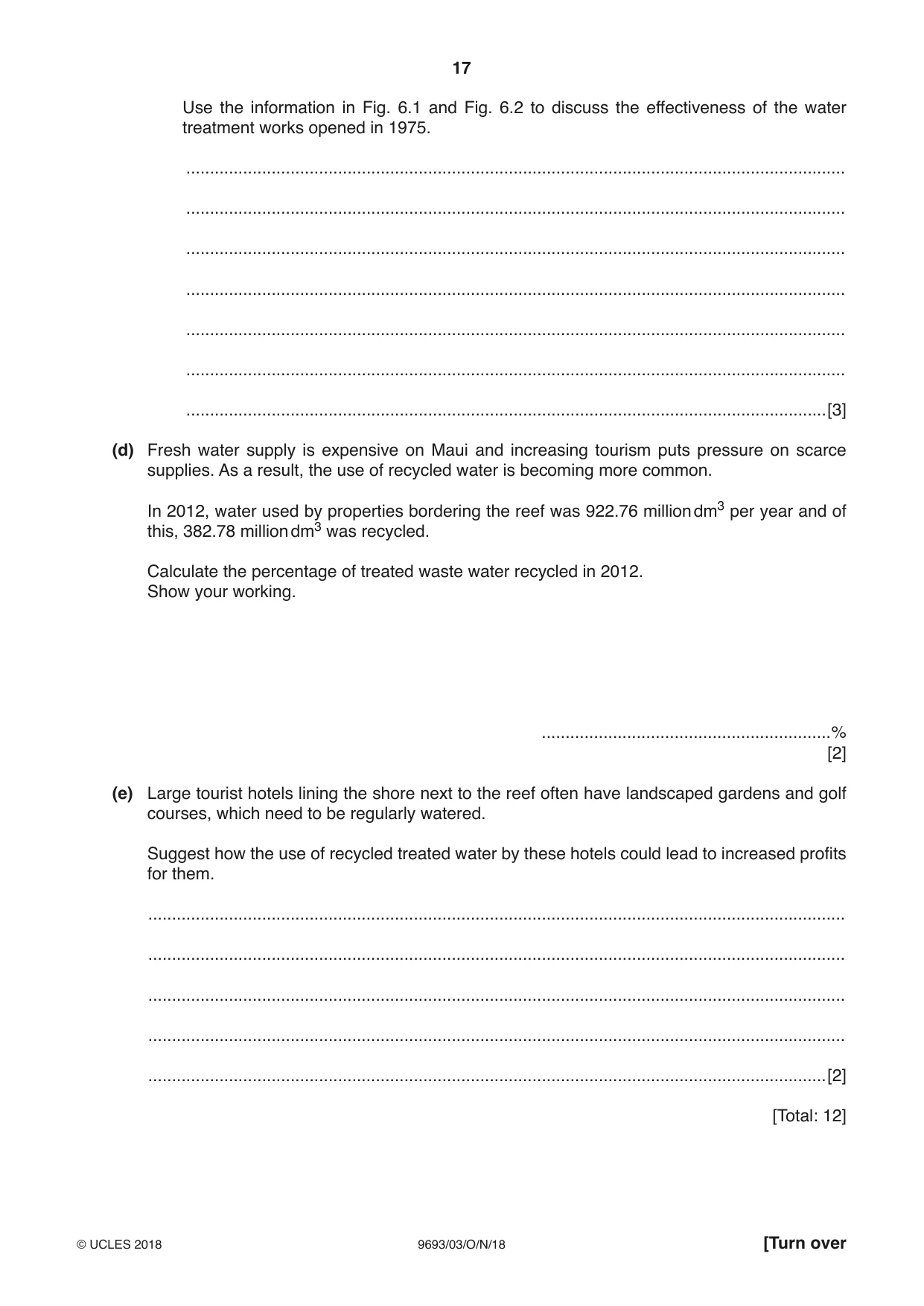 Cambridge A Level Marine Science 9693 2018 Oct/Nov Paper 3 · Variant 0 question paper, page 17 of 20