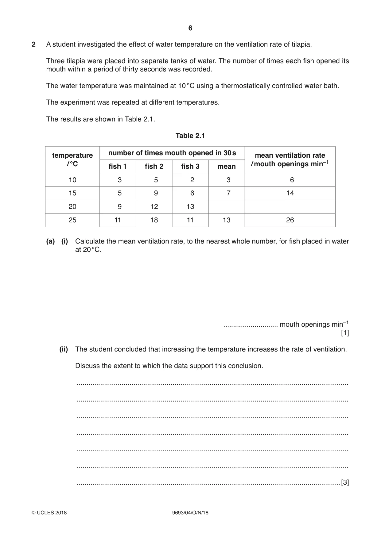 Cambridge A Level Marine Science 9693 2018 Oct/Nov Paper 4 · Variant 0 question paper, page 6 of 12