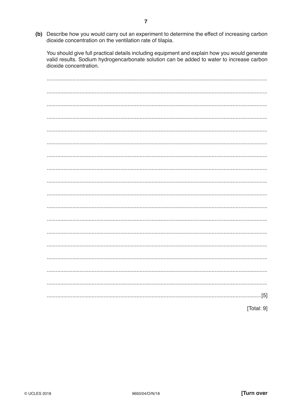 Cambridge A Level Marine Science 9693 2018 Oct/Nov Paper 4 · Variant 0 question paper, page 7 of 12