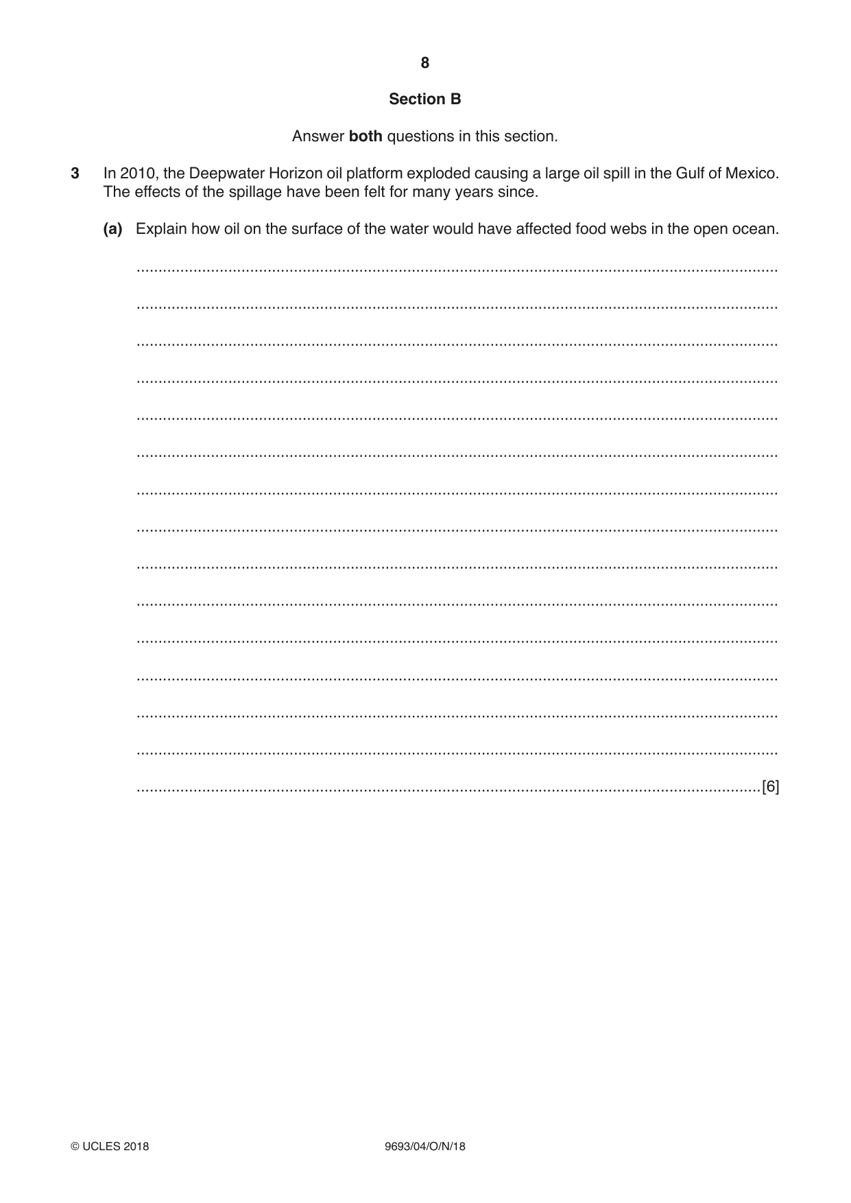 Cambridge A Level Marine Science 9693 2018 Oct/Nov Paper 4 · Variant 0 question paper, page 8 of 12