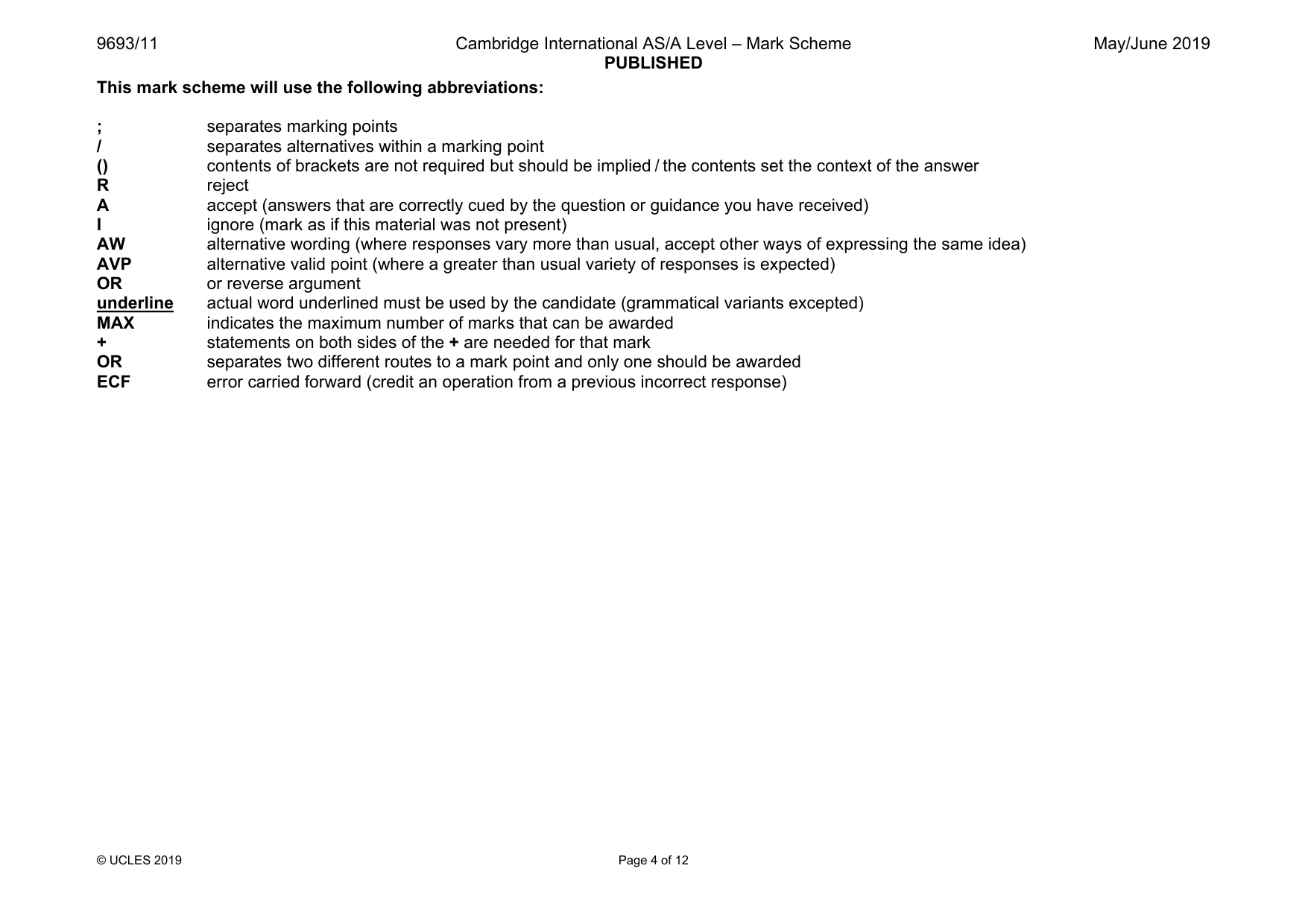 Mark scheme, page 4 of 12