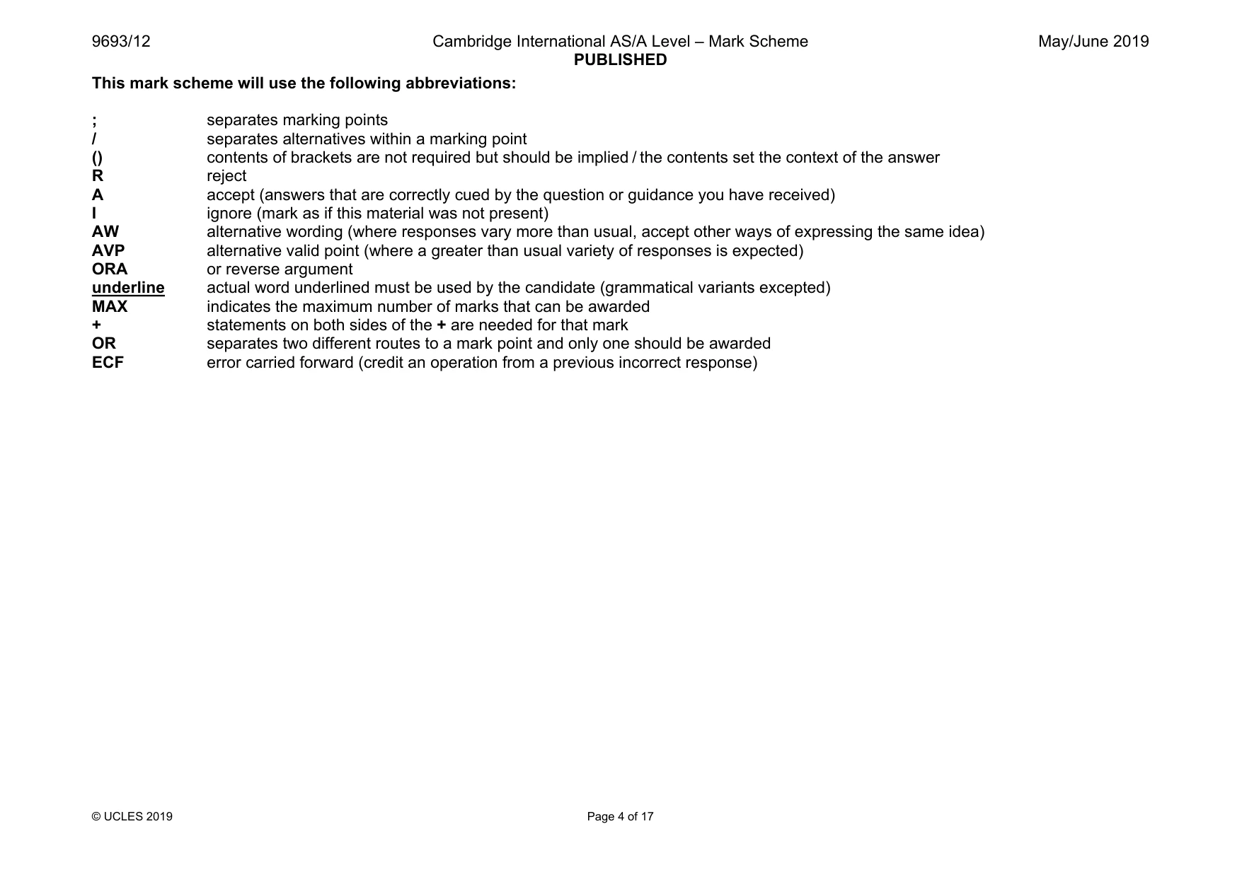 Mark scheme, page 4 of 17