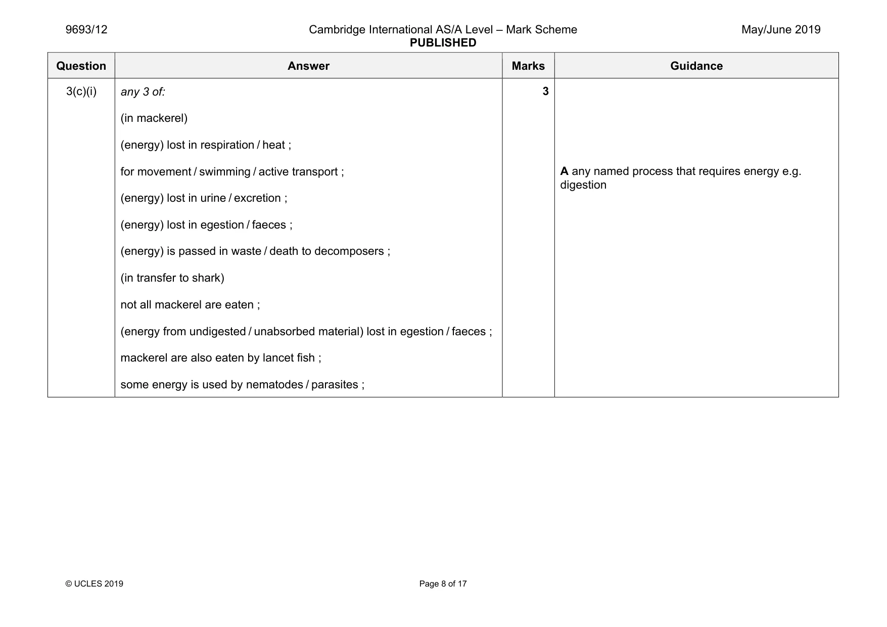 Mark scheme, page 8 of 17