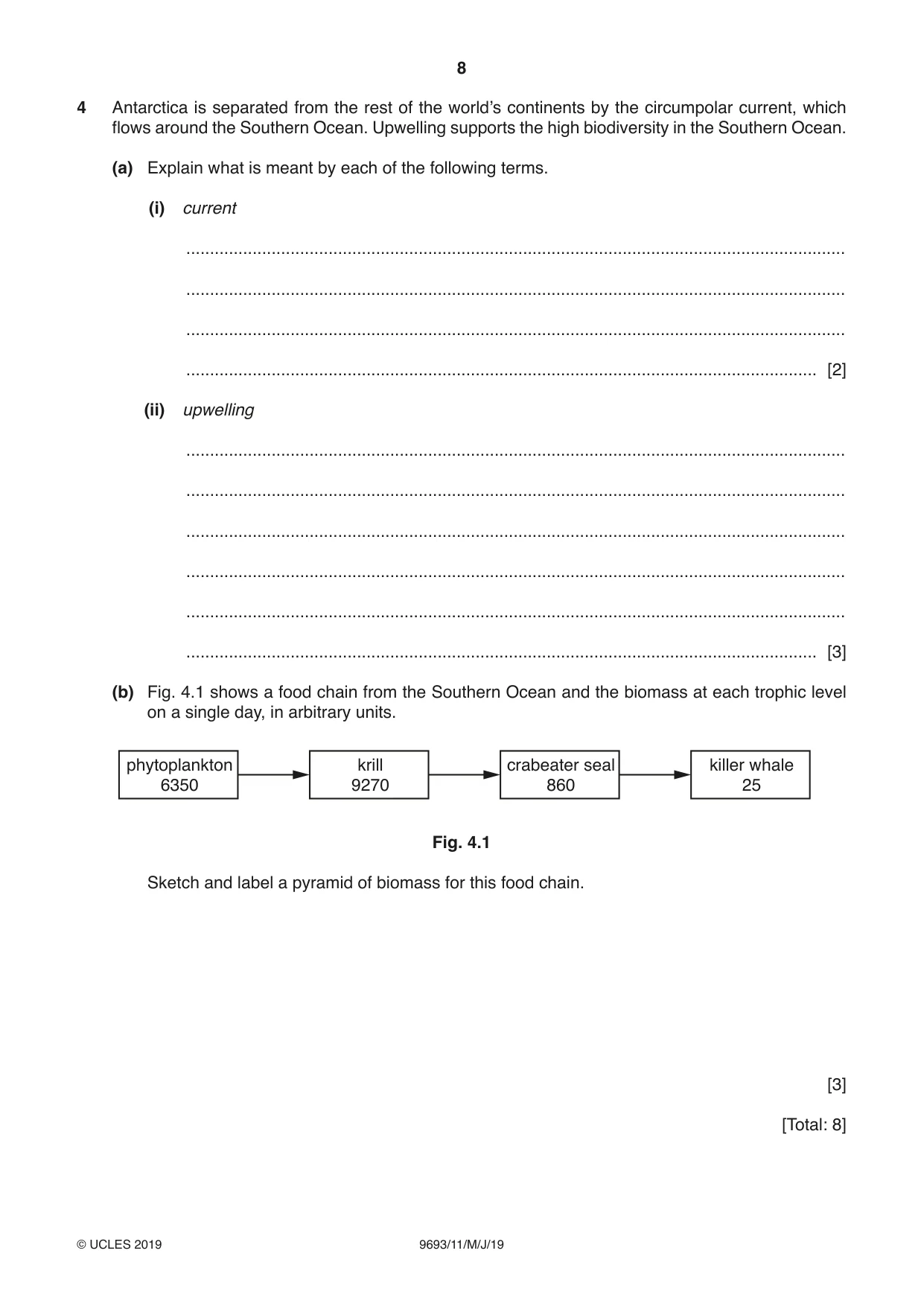 Cambridge A Level Marine Science 9693 2019 May/June Paper 1 · Variant 1 question paper, page 8 of 16