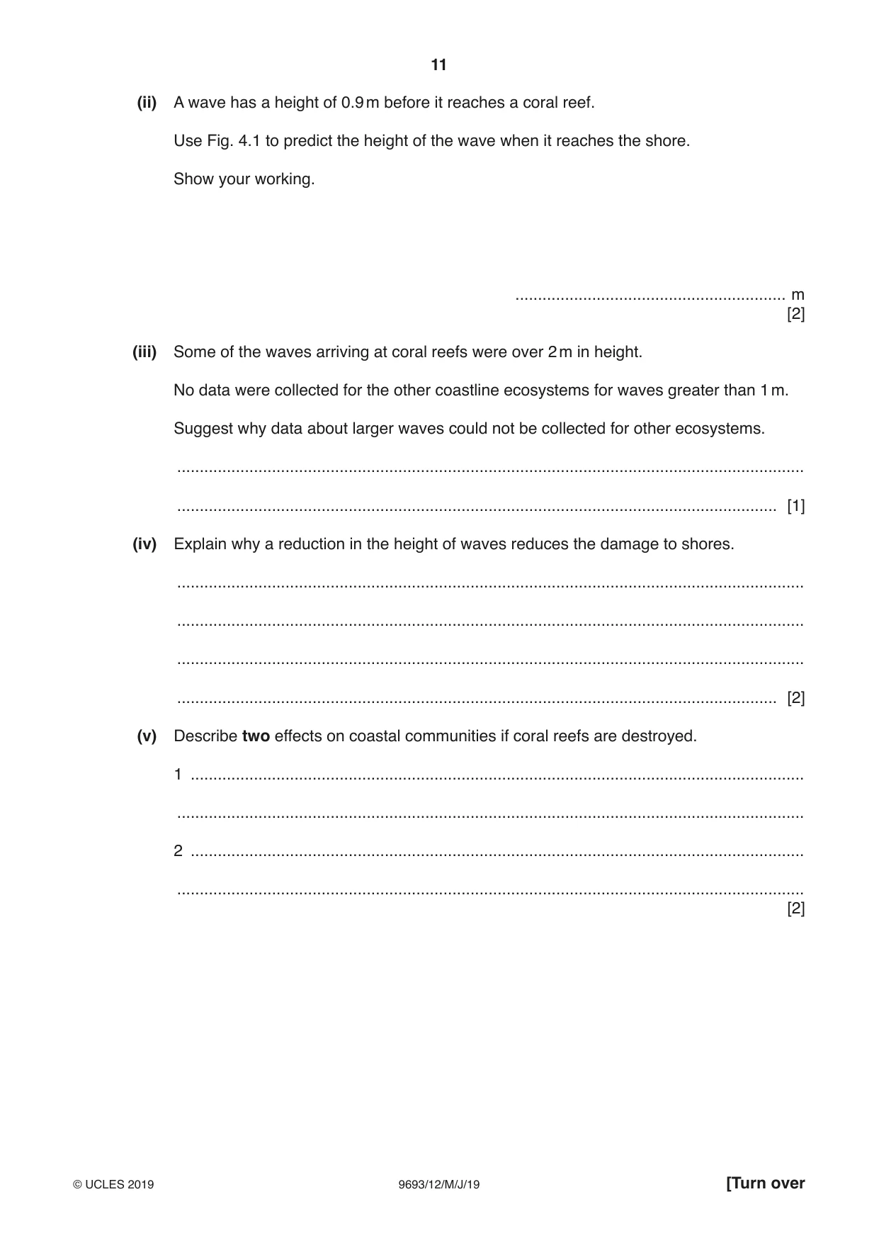 Cambridge A Level Marine Science 9693 2019 May/June Paper 1 · Variant 2 question paper, page 11 of 20