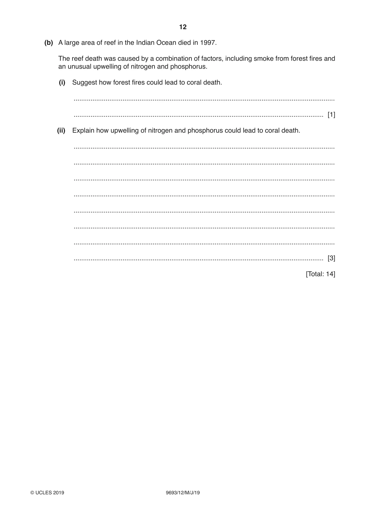 Cambridge A Level Marine Science 9693 2019 May/June Paper 1 · Variant 2 question paper, page 12 of 20