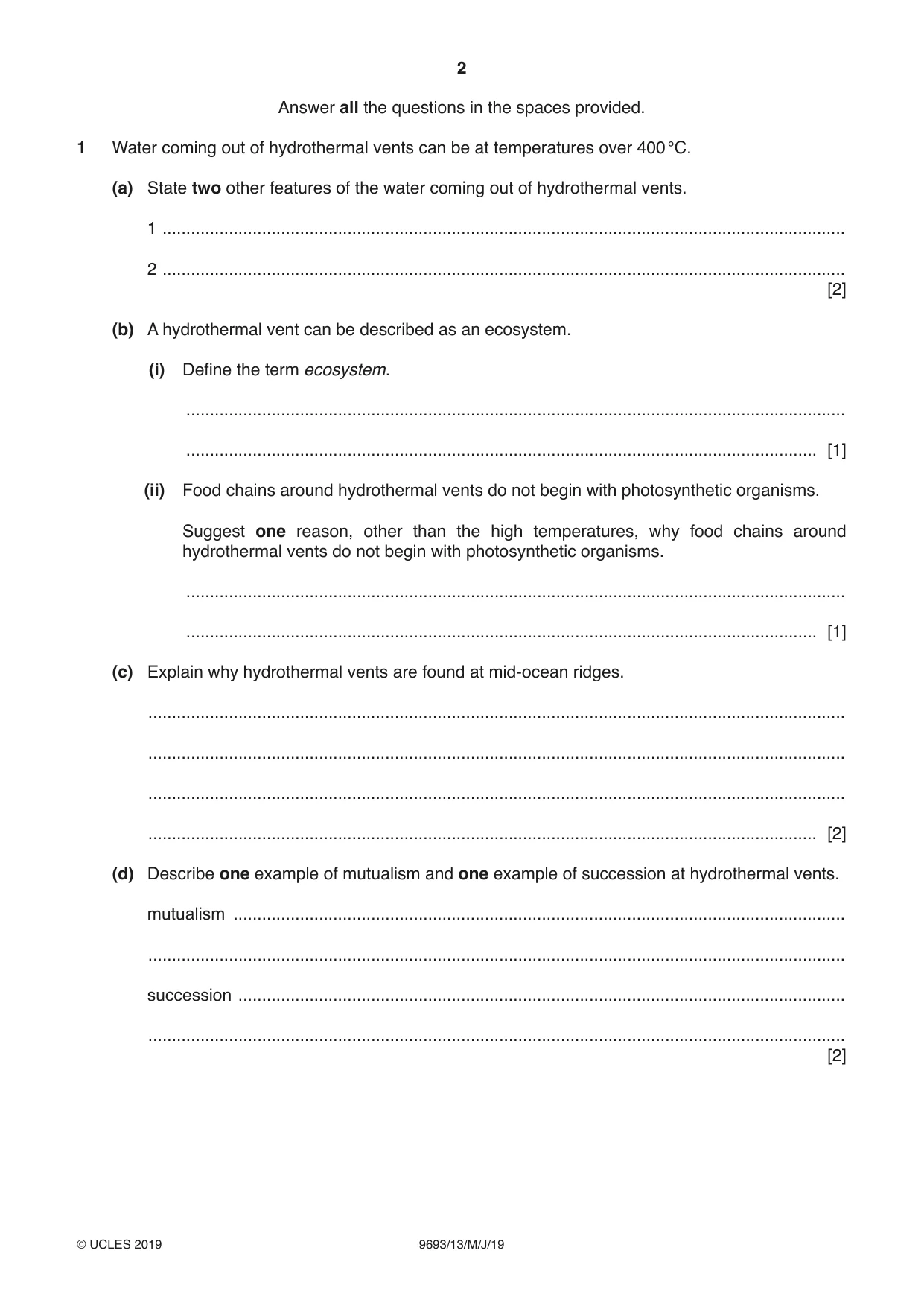 Cambridge A Level Marine Science 9693 2019 May/June Paper 1 · Variant 3 question paper, page 2 of 20