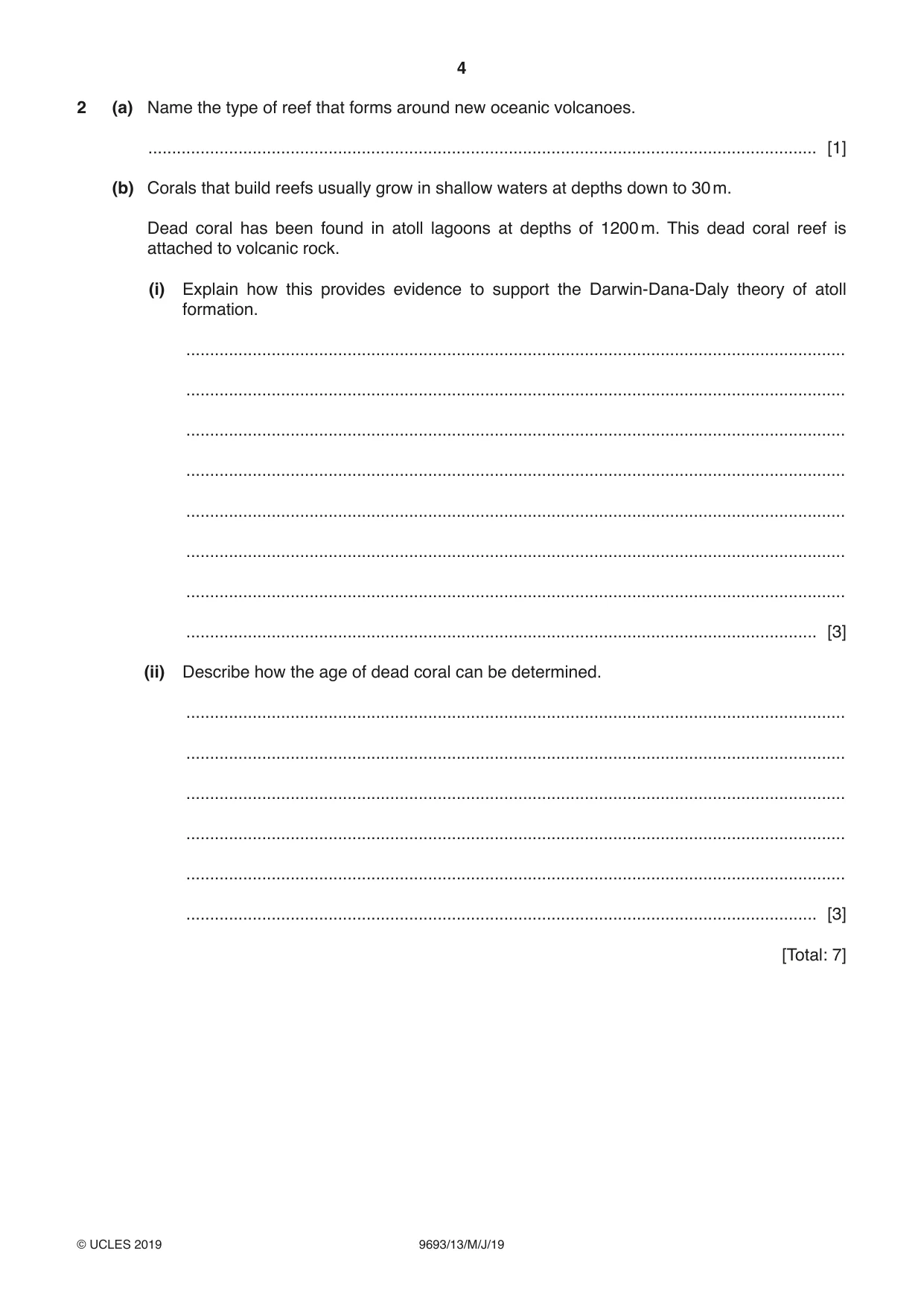 Cambridge A Level Marine Science 9693 2019 May/June Paper 1 · Variant 3 question paper, page 4 of 20