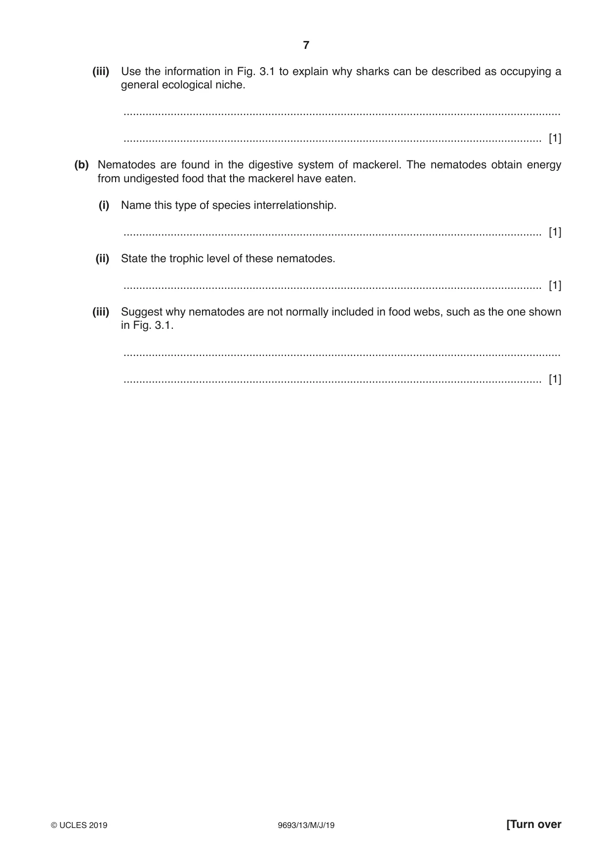Cambridge A Level Marine Science 9693 2019 May/June Paper 1 · Variant 3 question paper, page 7 of 20