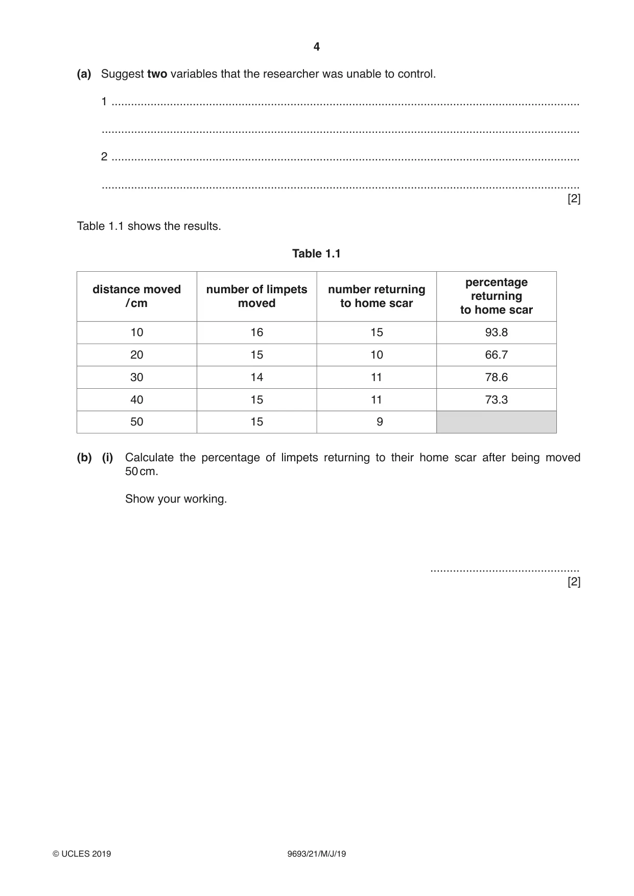 Cambridge A Level Marine Science 9693 2019 May/June Paper 2 · Variant 1 question paper, page 4 of 16