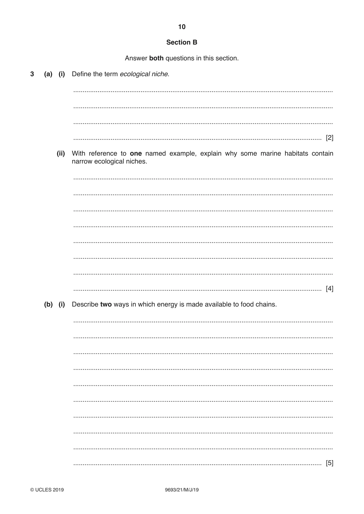 Cambridge A Level Marine Science 9693 2019 May/June Paper 2 · Variant 1 question paper, page 10 of 16