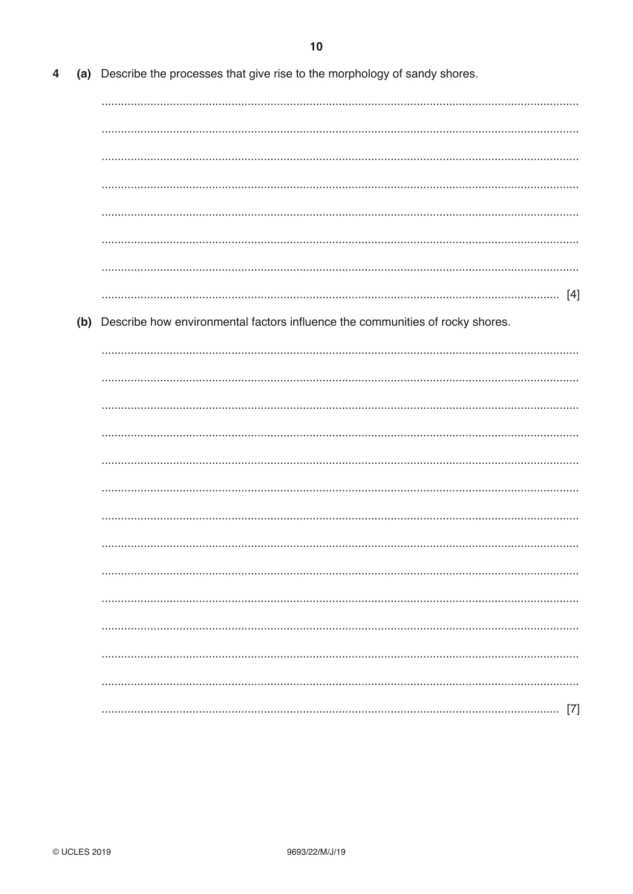 Cambridge A Level Marine Science 9693 2019 May/June Paper 2 · Variant 2 question paper, page 10 of 12