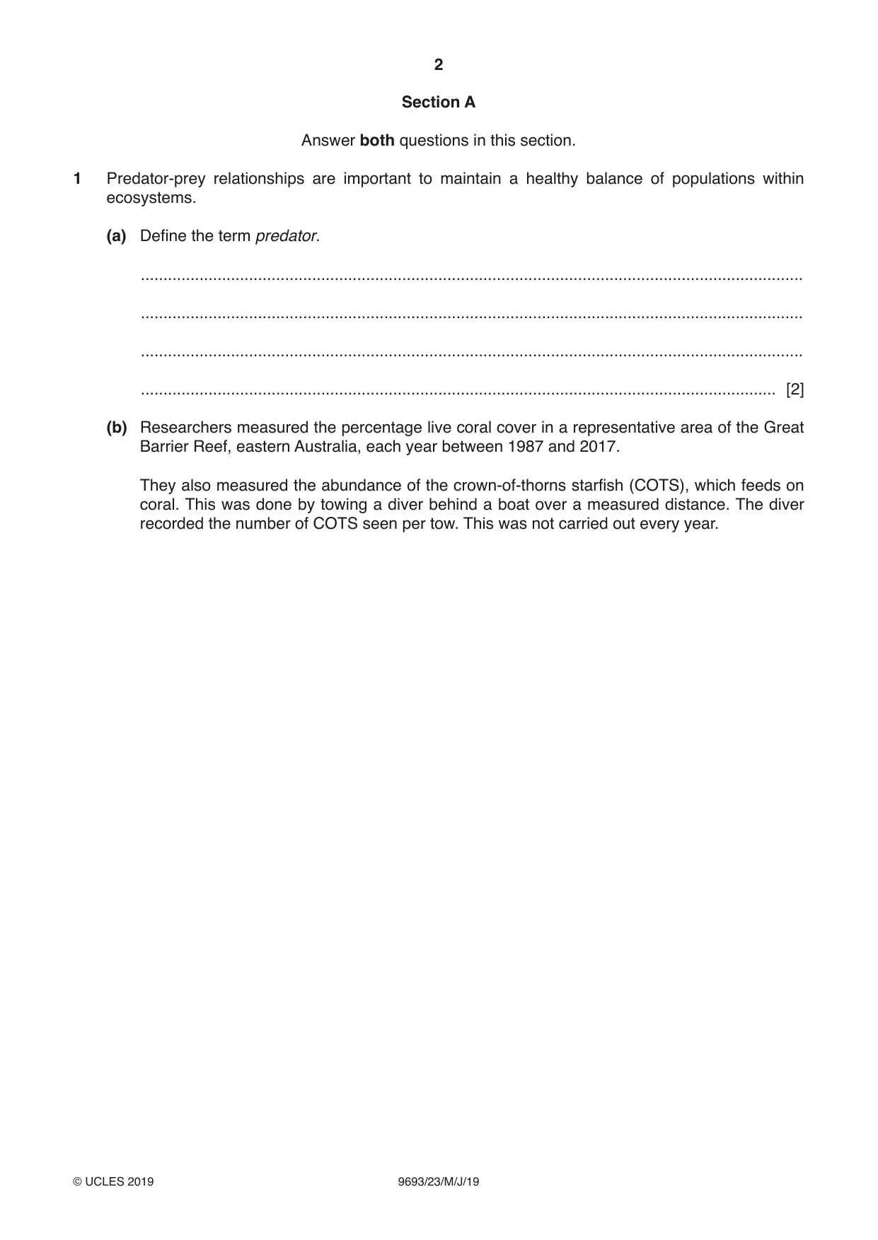 Cambridge A Level Marine Science 9693 2019 May/June Paper 2 · Variant 3 question paper, page 2 of 12