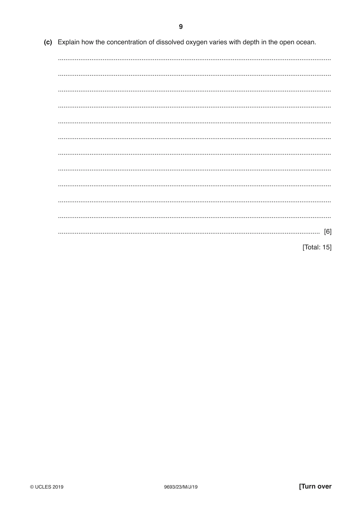 Cambridge A Level Marine Science 9693 2019 May/June Paper 2 · Variant 3 question paper, page 9 of 12