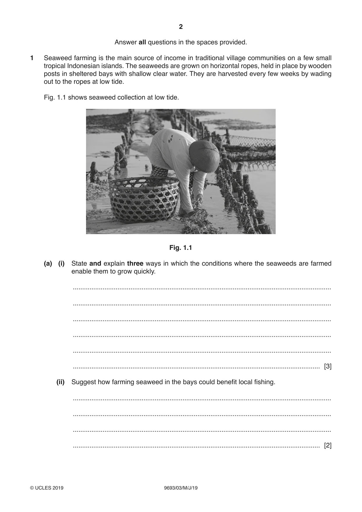 Cambridge A Level Marine Science 9693 2019 May/June Paper 3 · Variant 1 question paper, page 2 of 20