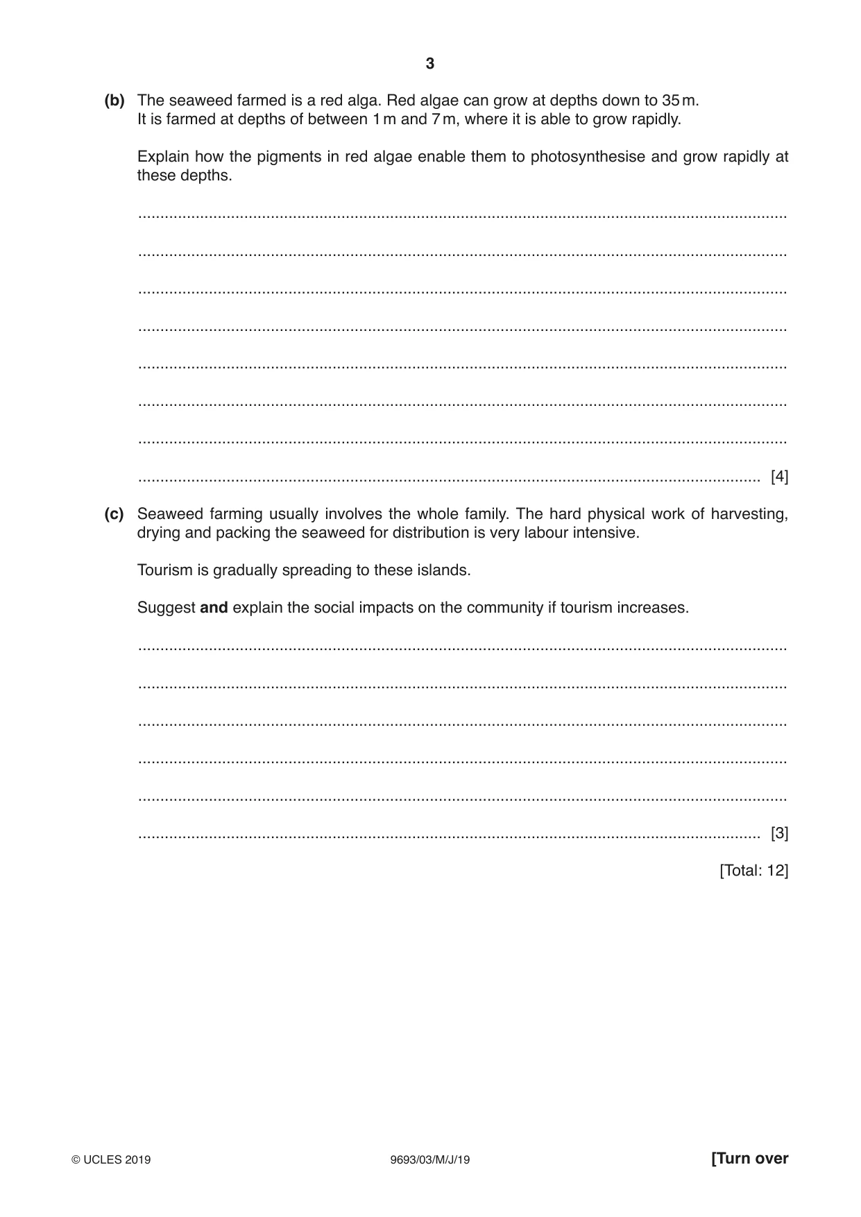 Cambridge A Level Marine Science 9693 2019 May/June Paper 3 · Variant 1 question paper, page 3 of 20